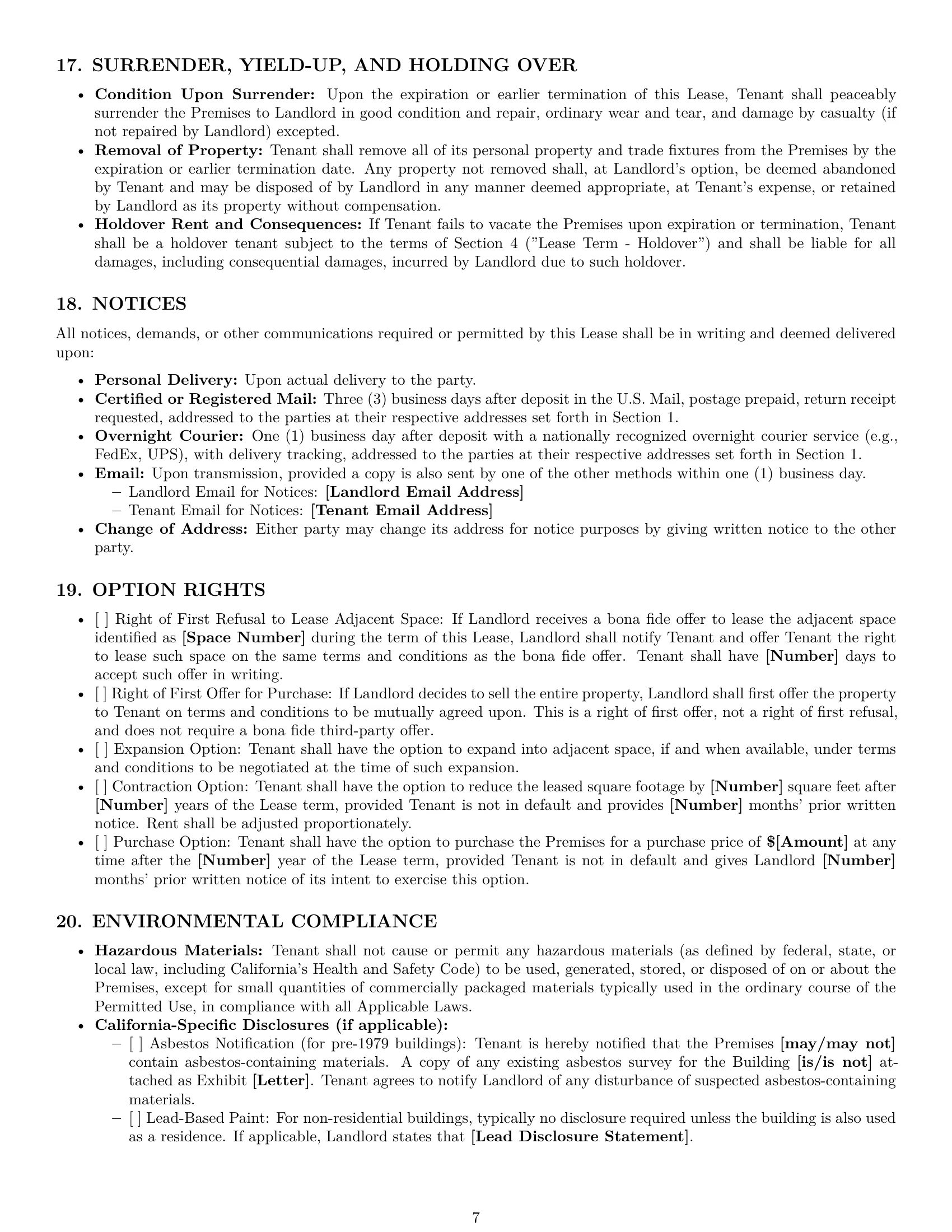 Preview page 7 of Pro California commercial lease agreement template