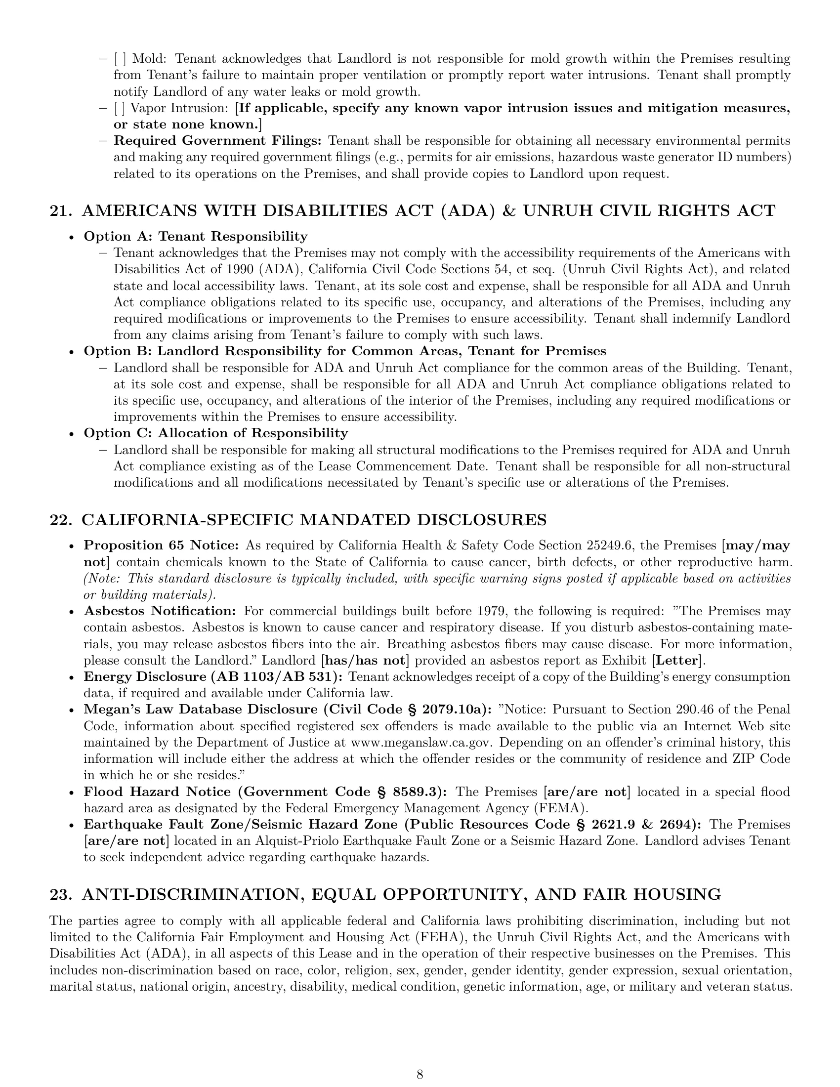 Preview page 8 of Pro California commercial lease agreement template