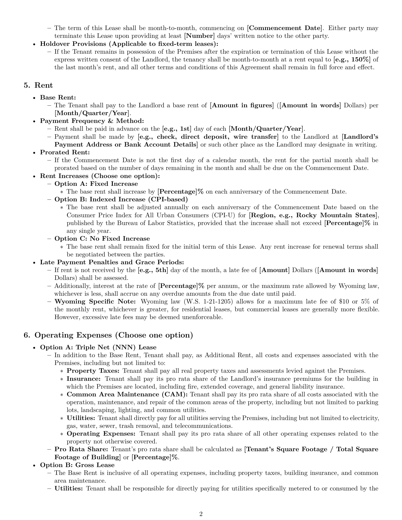 Preview page 2 of Pro Wyoming commercial lease agreement template