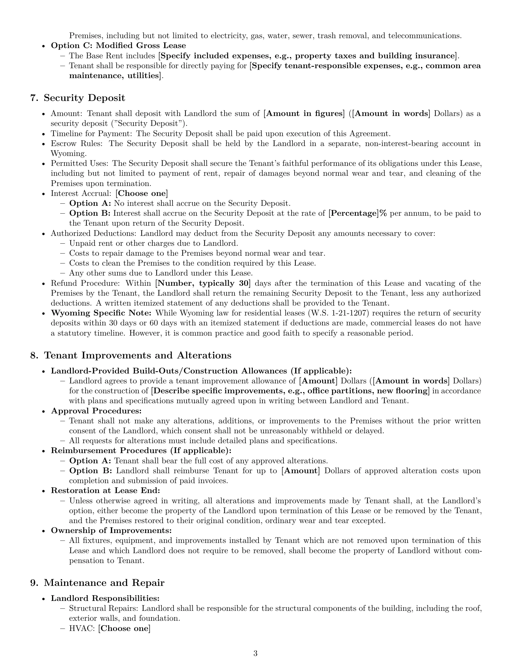 Preview page 3 of Pro Wyoming commercial lease agreement template