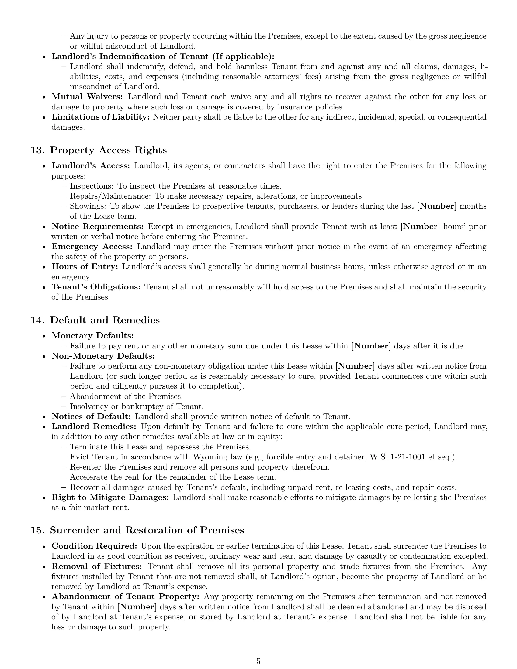Preview page 5 of Pro Wyoming commercial lease agreement template