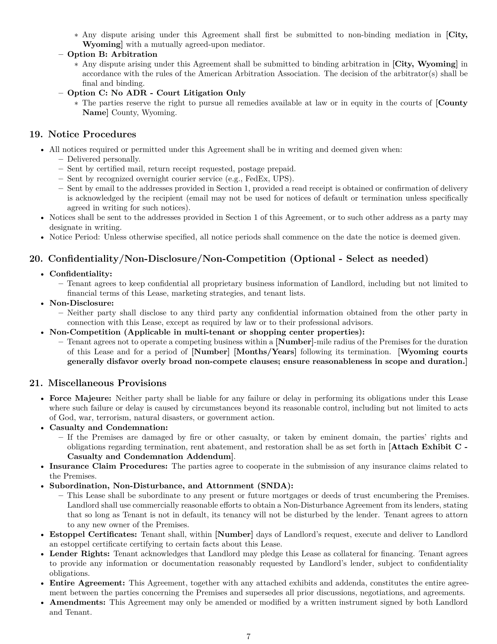 Preview page 7 of Pro Wyoming commercial lease agreement template
