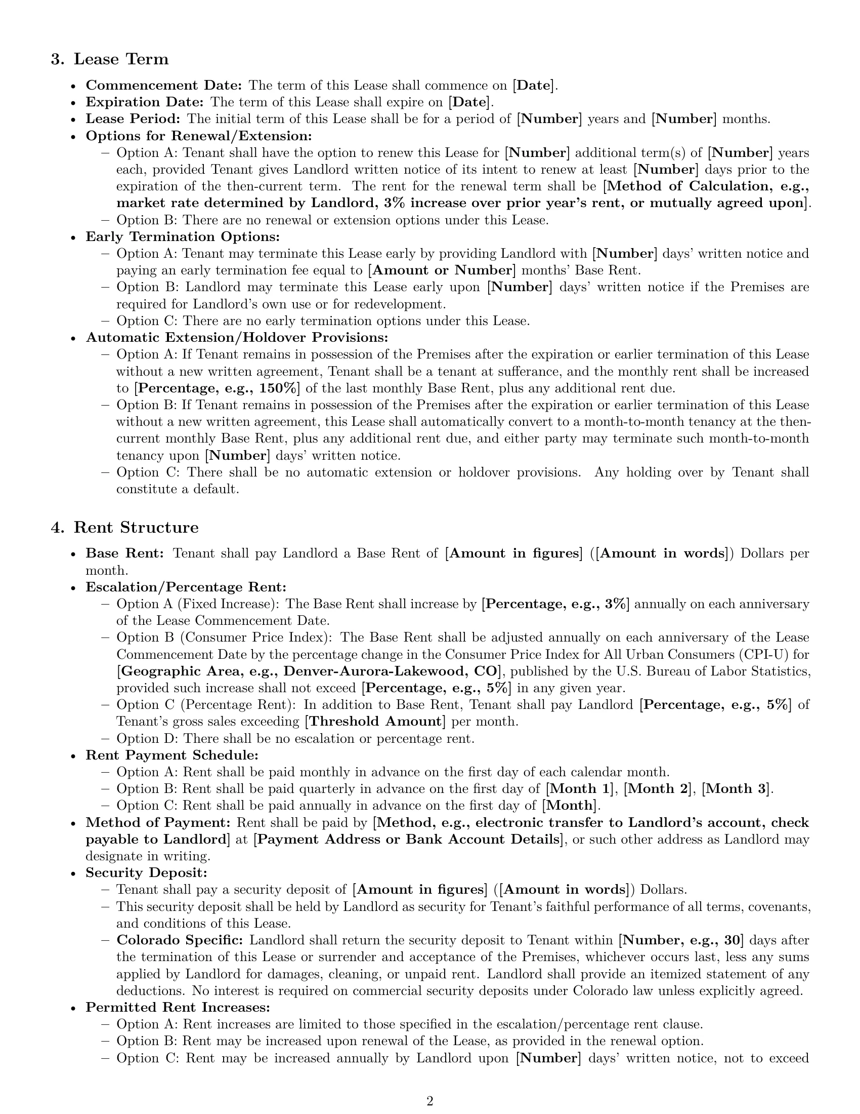 Preview page 2 of Pro Colorado commercial lease agreement template