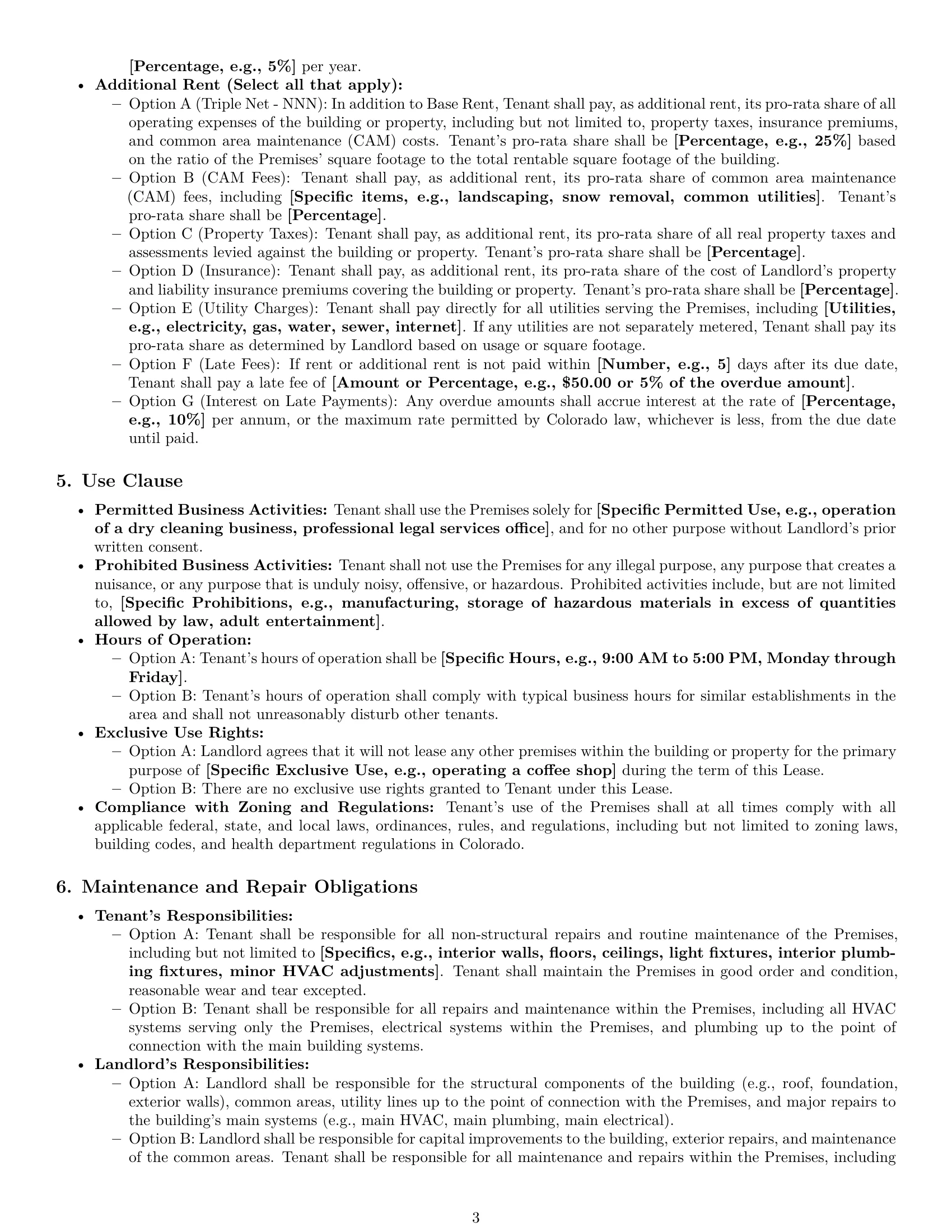 Preview page 3 of Pro Colorado commercial lease agreement template