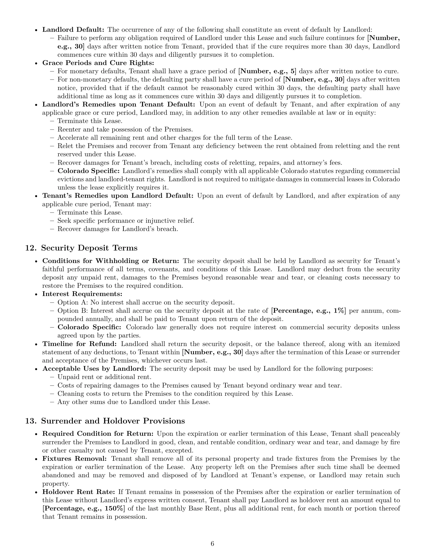 Preview page 6 of Pro Colorado commercial lease agreement template