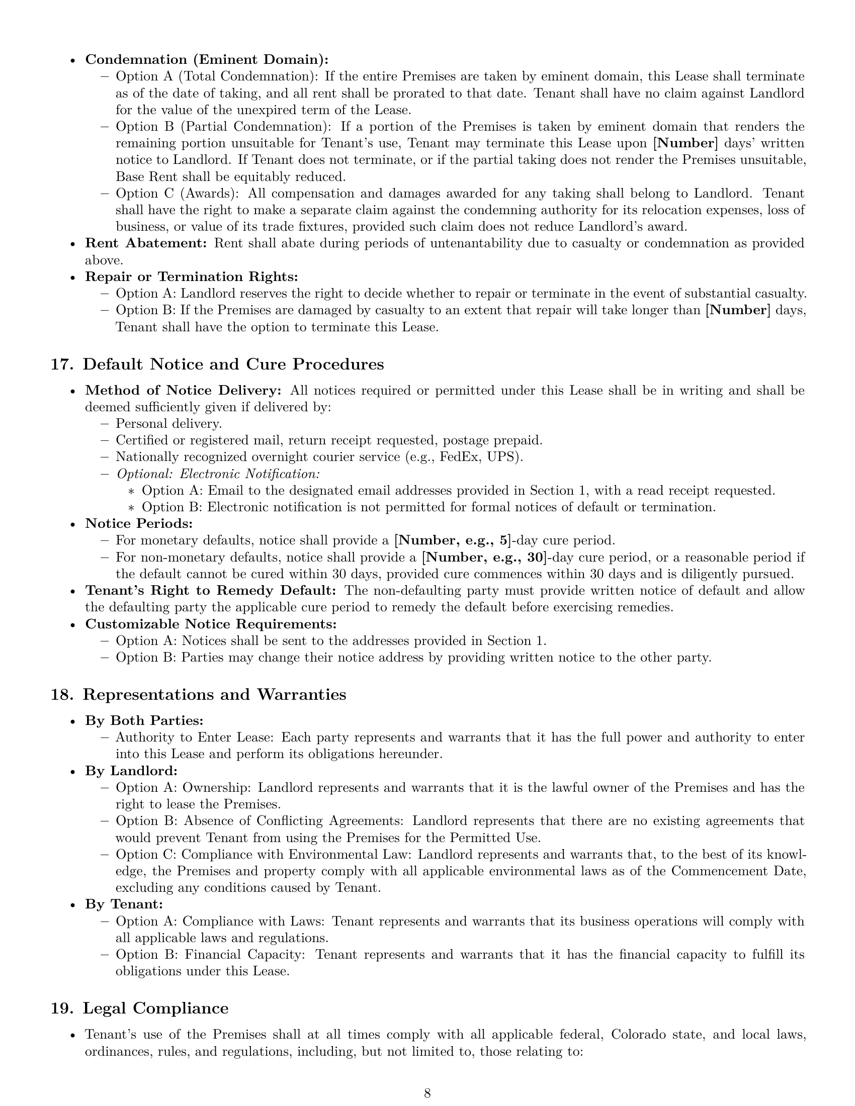 Preview page 8 of Pro Colorado commercial lease agreement template