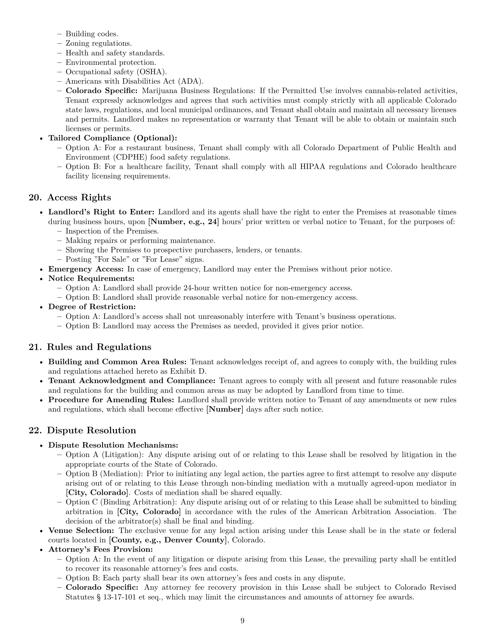 Preview page 9 of Pro Colorado commercial lease agreement template