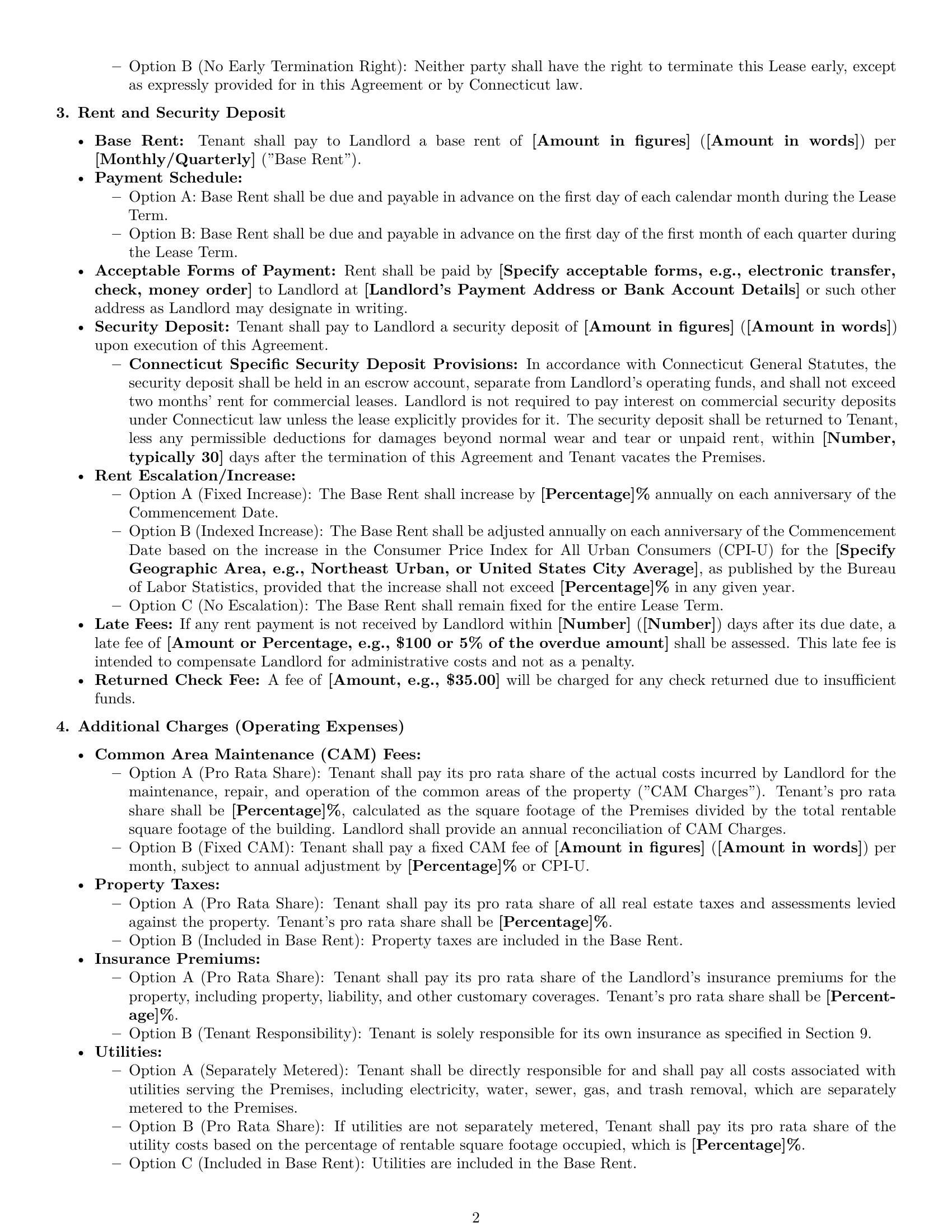 Preview page 2 of Pro Connecticut commercial lease agreement template