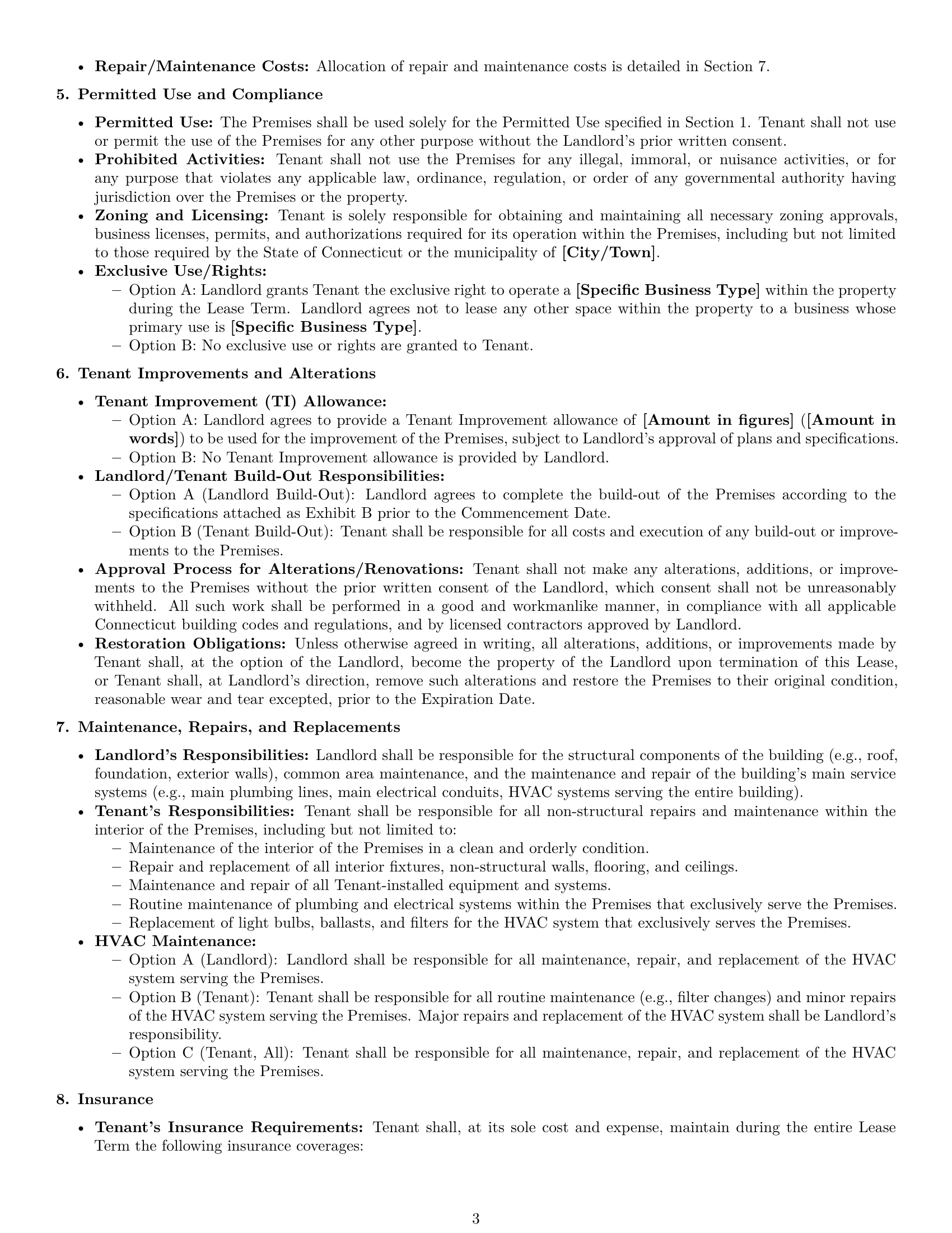 Preview page 3 of Pro Connecticut commercial lease agreement template