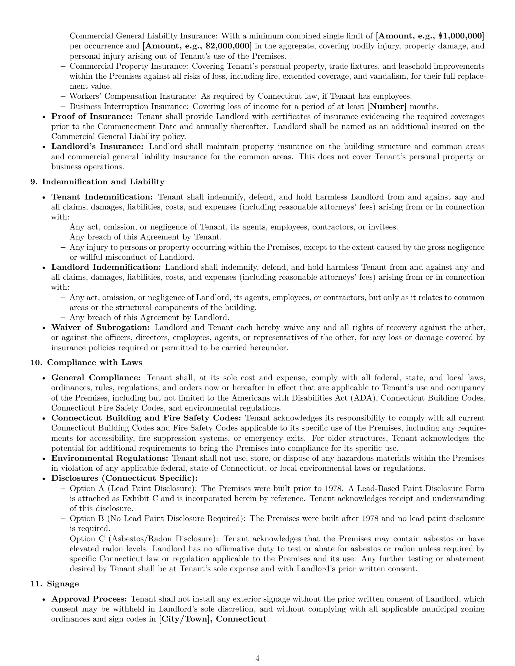 Preview page 4 of Pro Connecticut commercial lease agreement template