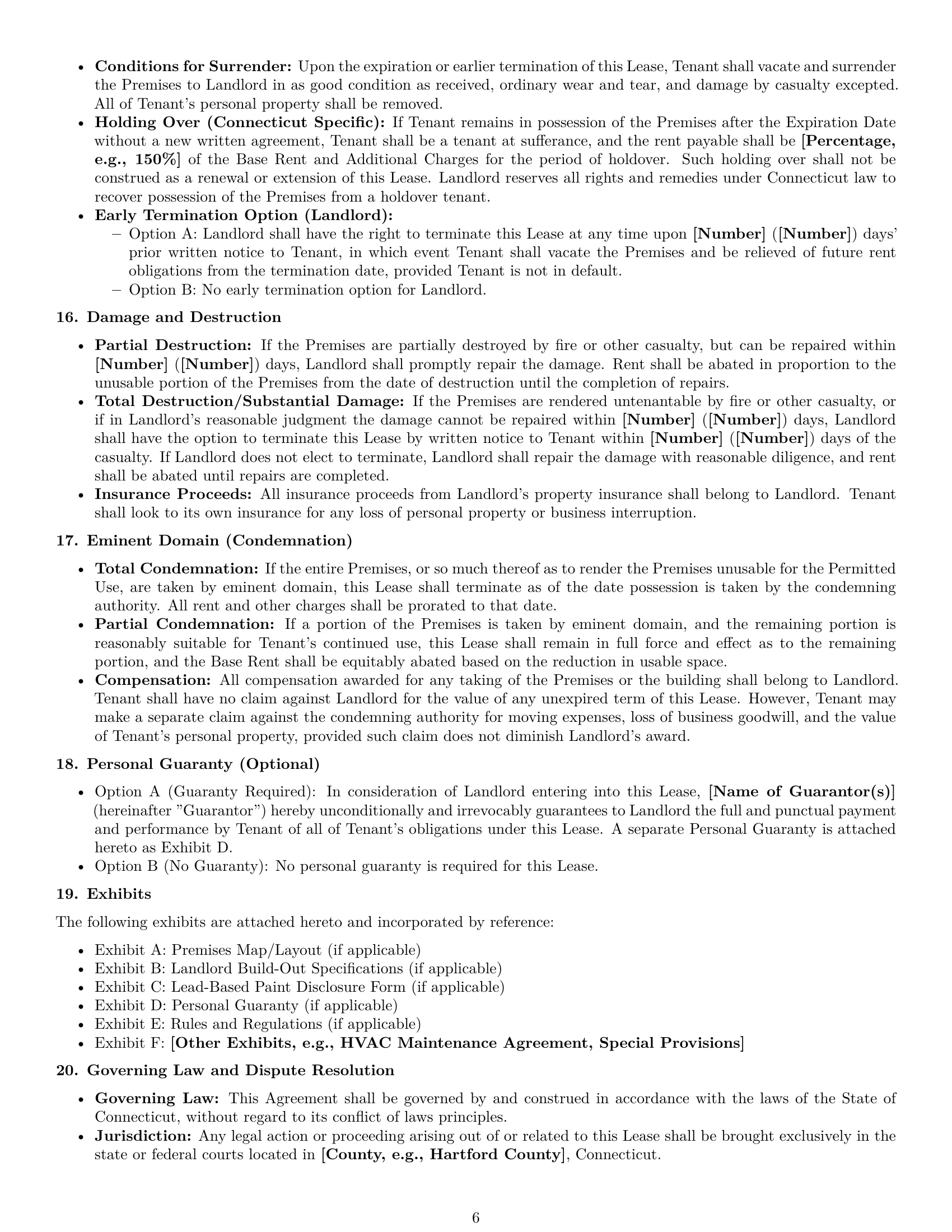 Preview page 6 of Pro Connecticut commercial lease agreement template