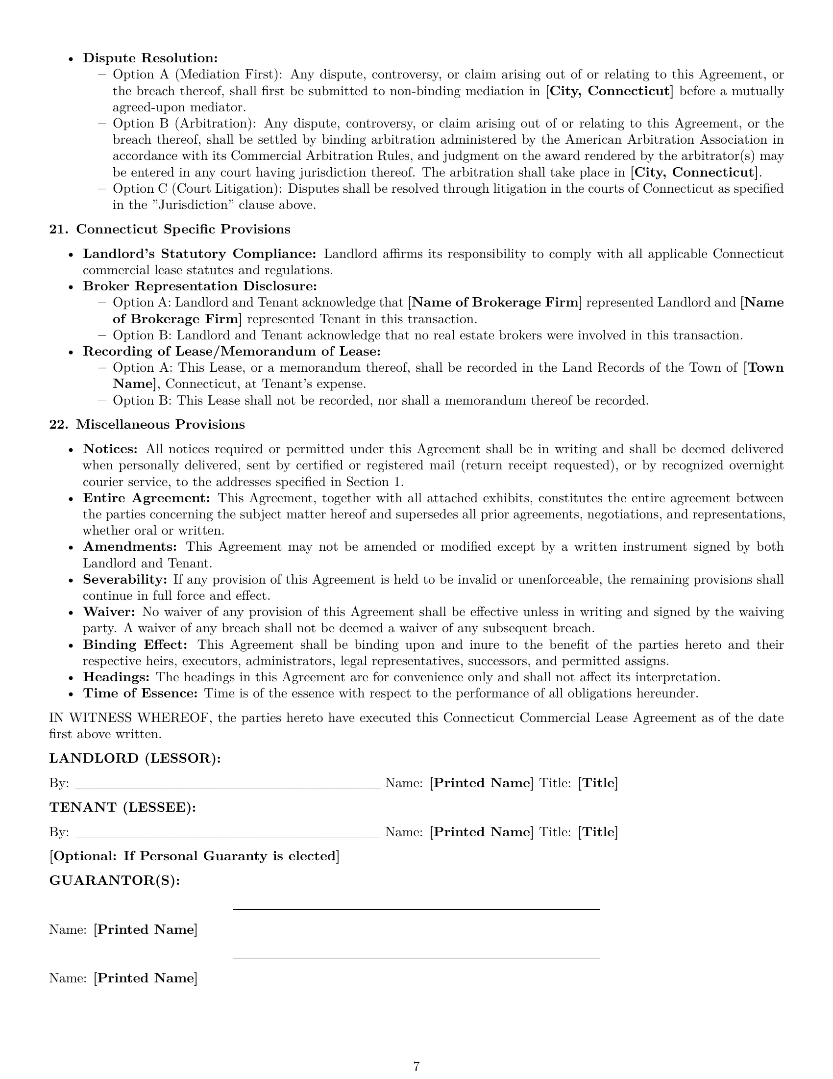 Preview page 7 of Pro Connecticut commercial lease agreement template