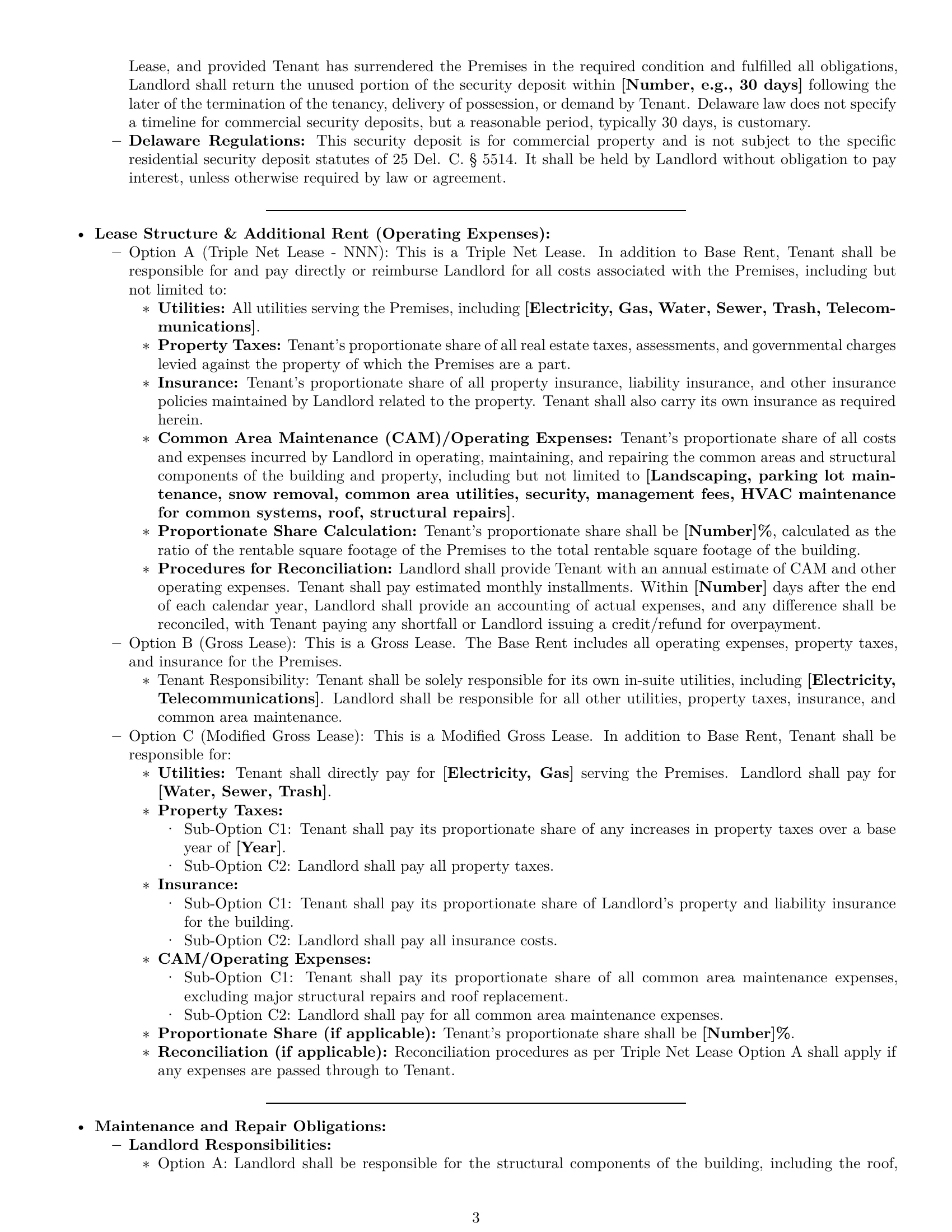 Preview page 3 of Pro Delaware commercial lease agreement template