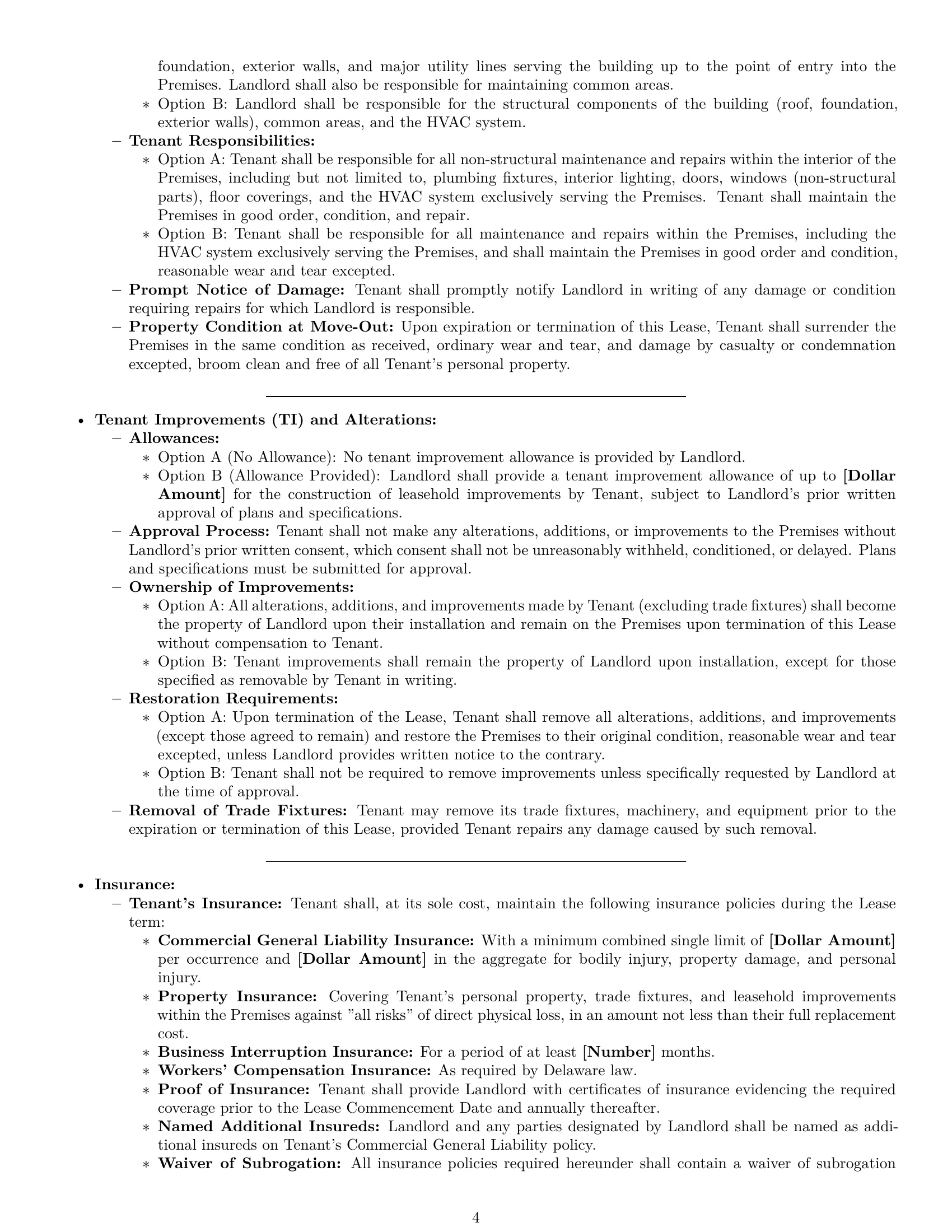 Preview page 4 of Pro Delaware commercial lease agreement template