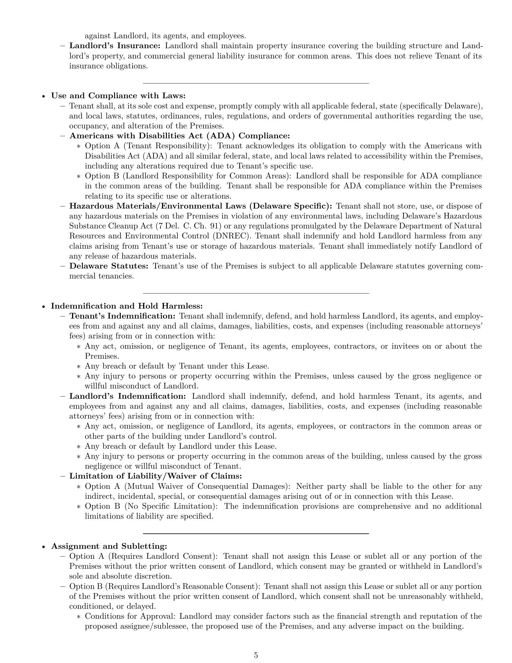 Preview page 5 of Pro Delaware commercial lease agreement template