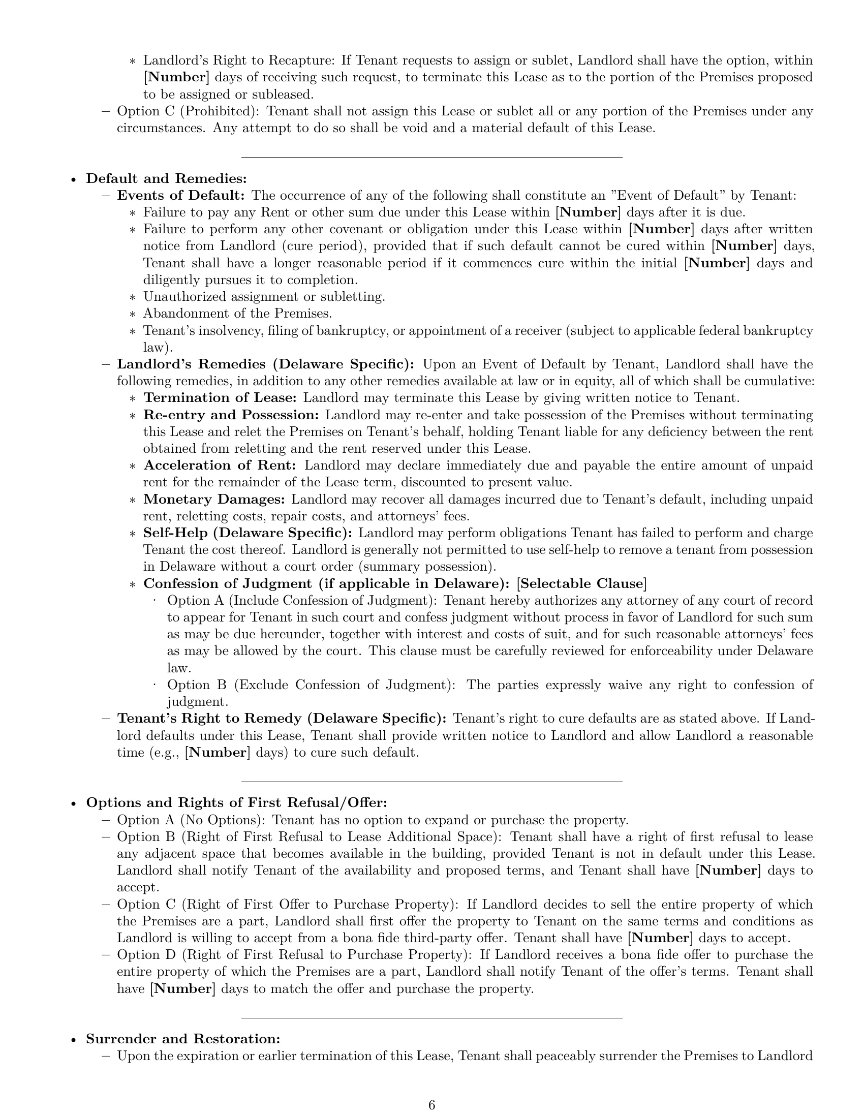 Preview page 6 of Pro Delaware commercial lease agreement template