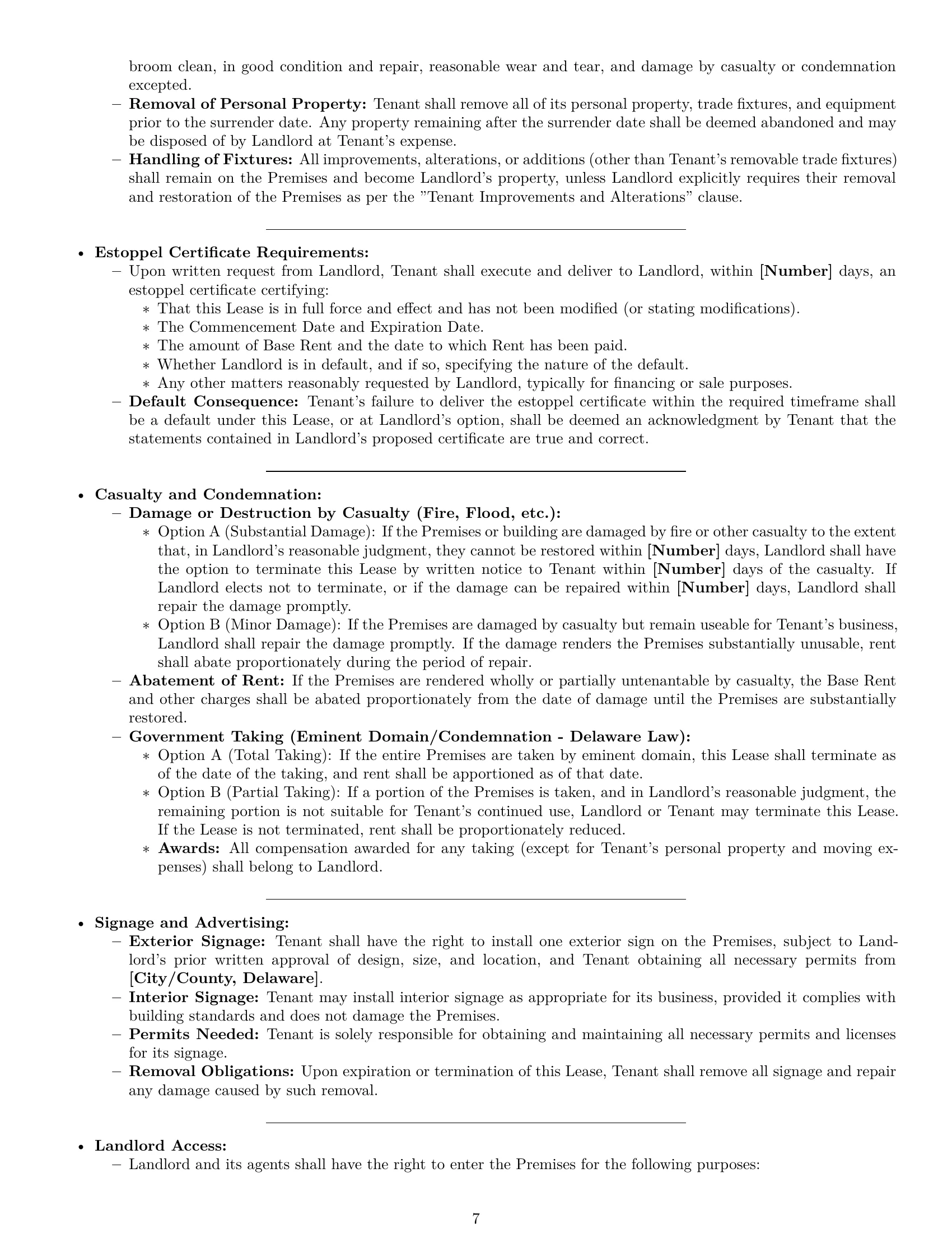 Preview page 7 of Pro Delaware commercial lease agreement template