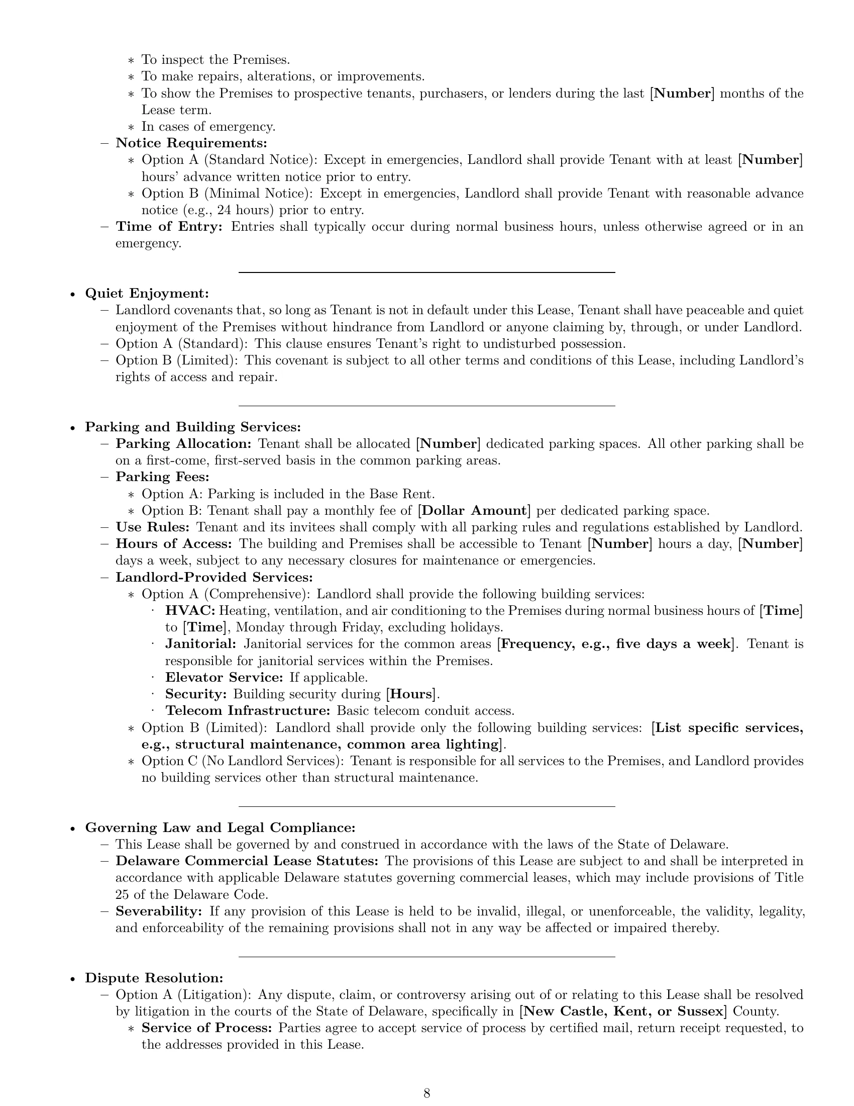 Preview page 8 of Pro Delaware commercial lease agreement template