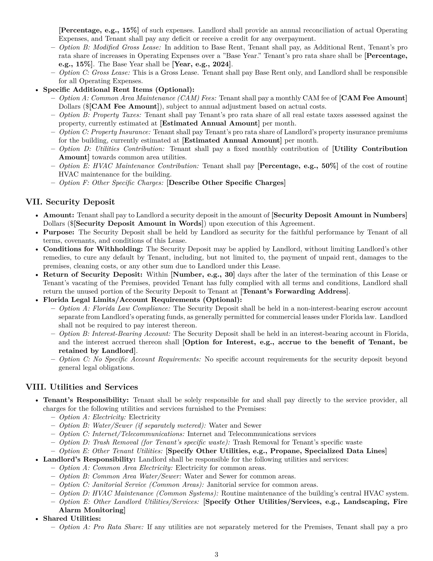 Preview page 3 of Pro Florida commercial lease agreement template