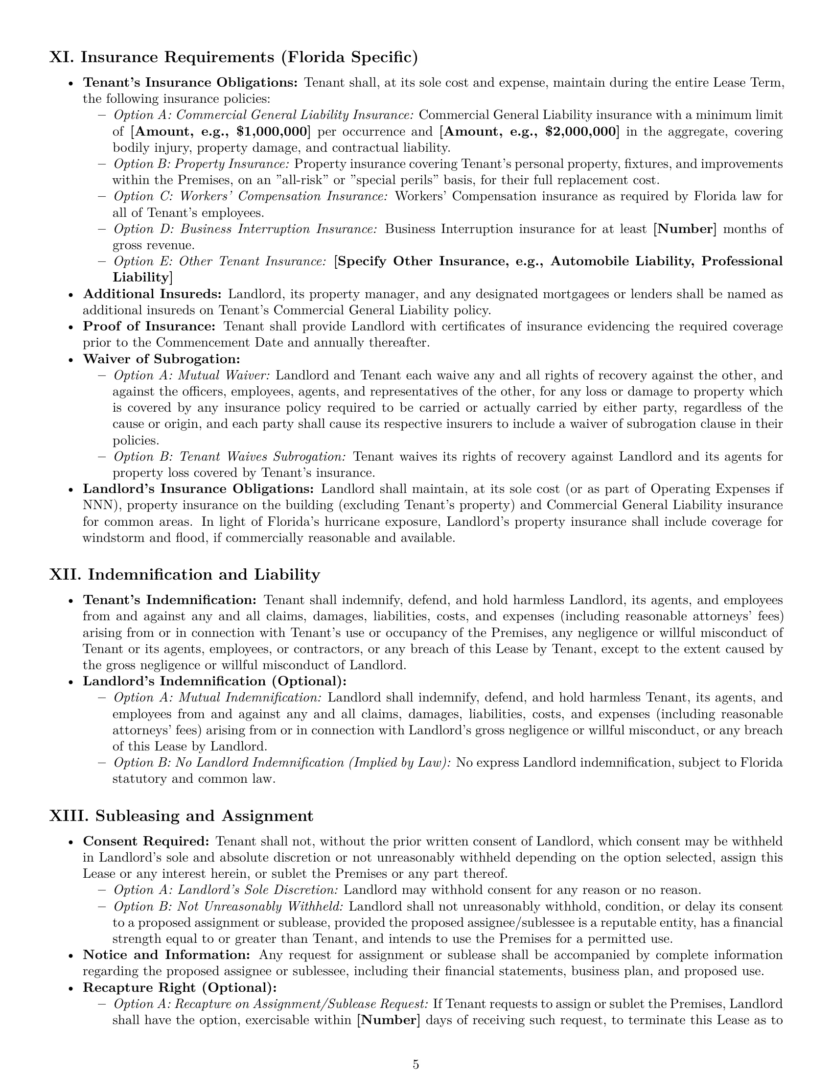 Preview page 5 of Pro Florida commercial lease agreement template