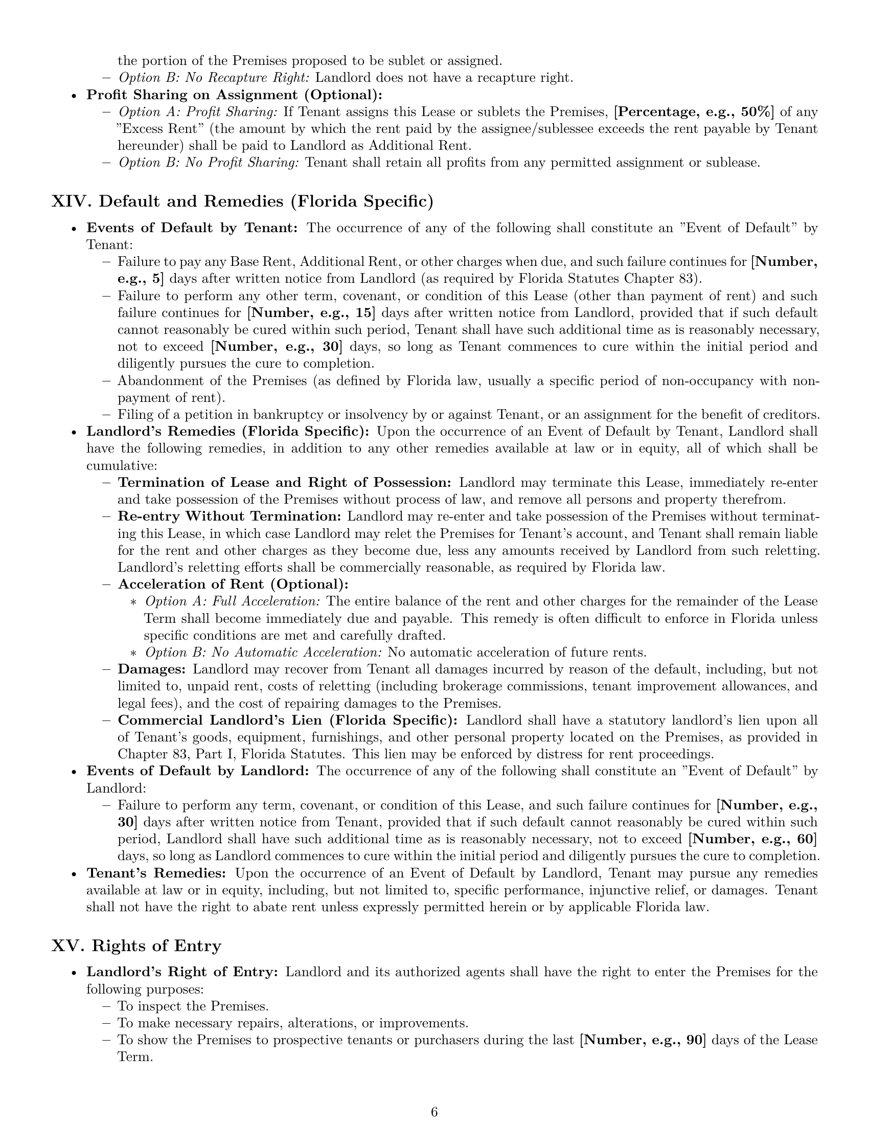Preview page 6 of Pro Florida commercial lease agreement template