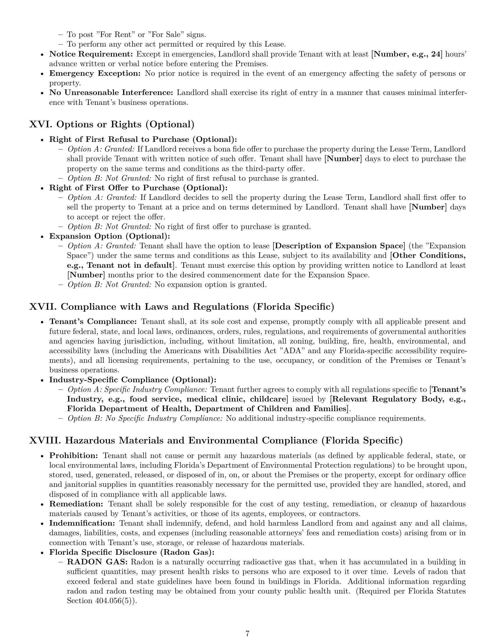 Preview page 7 of Pro Florida commercial lease agreement template