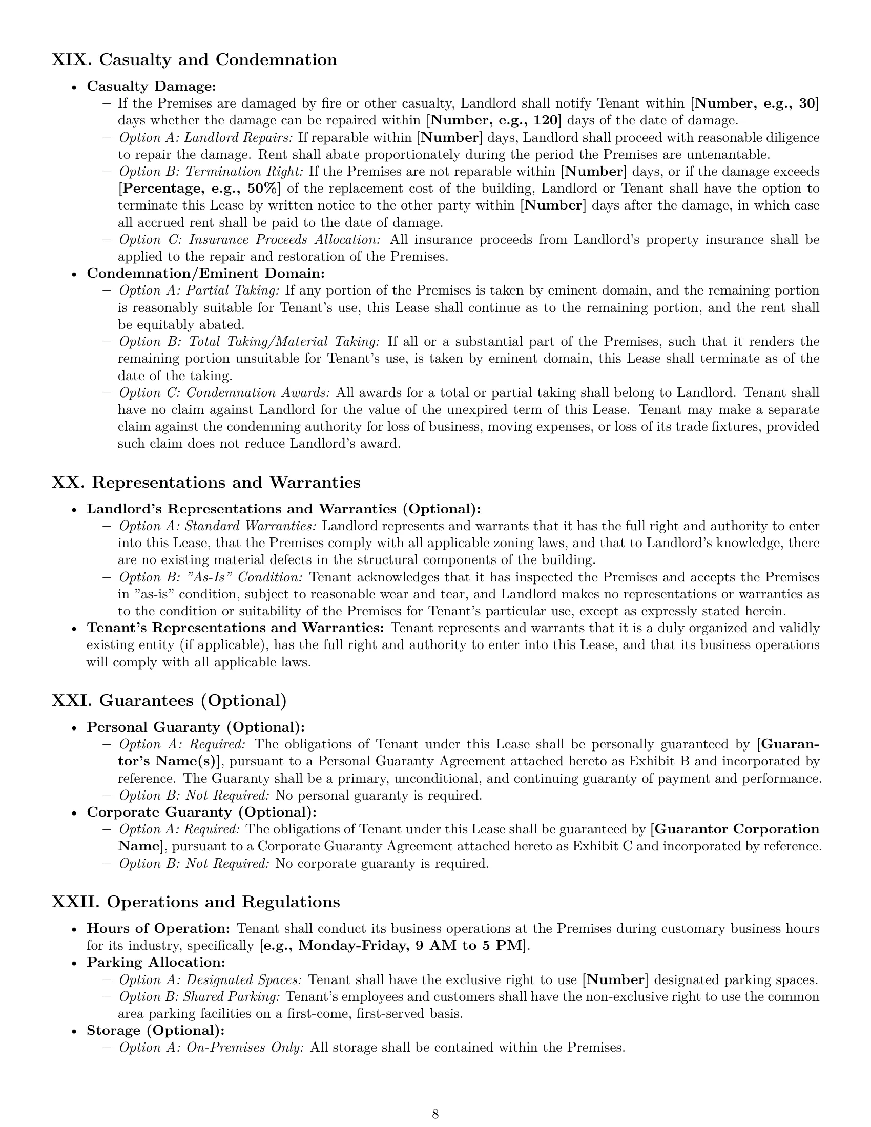 Preview page 8 of Pro Florida commercial lease agreement template