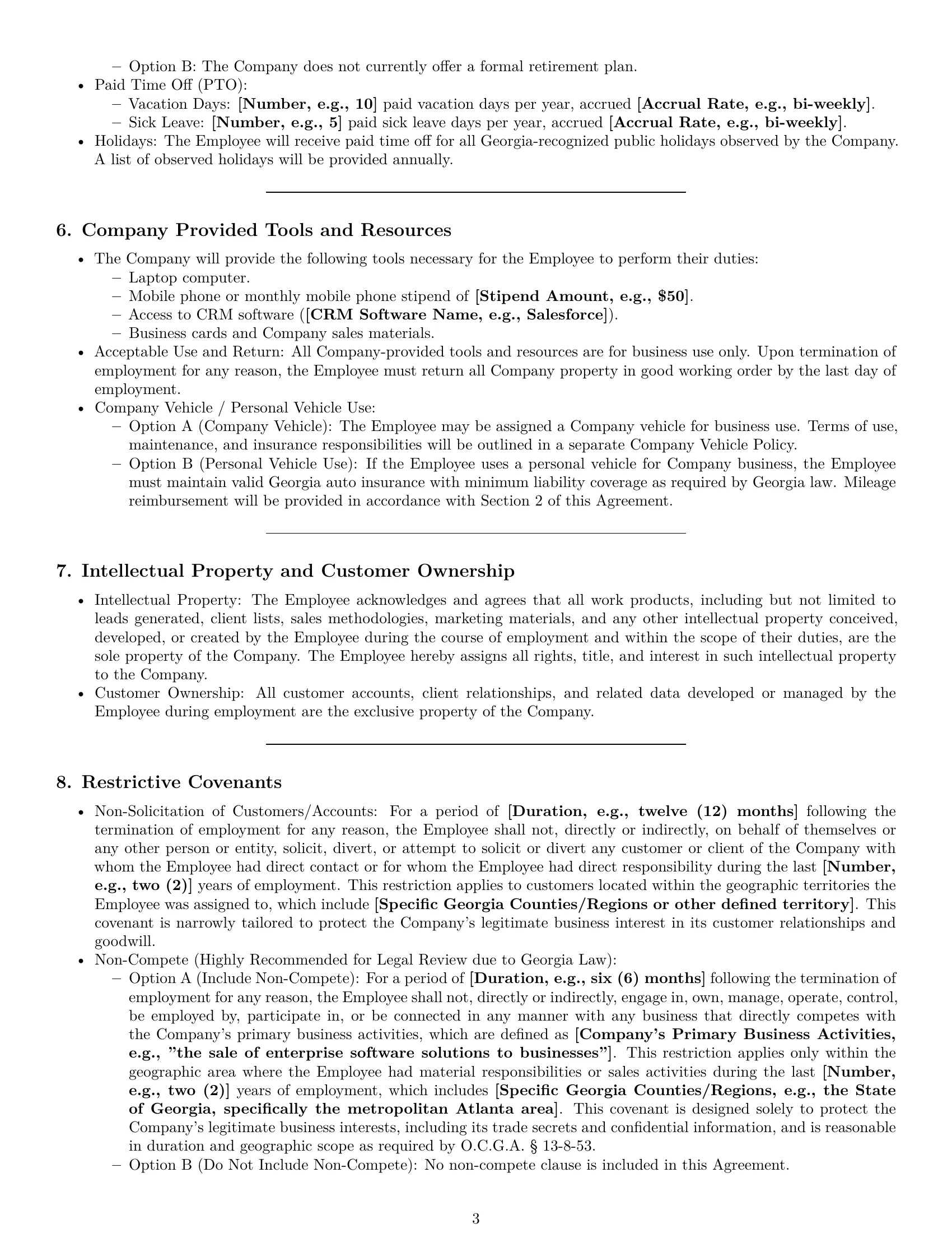 Preview page 3 of Pro Georgia sales representative employment contract template