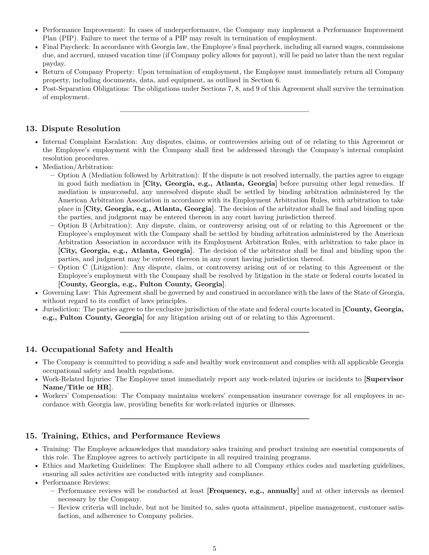 Preview page 5 of Pro Georgia sales representative employment contract template