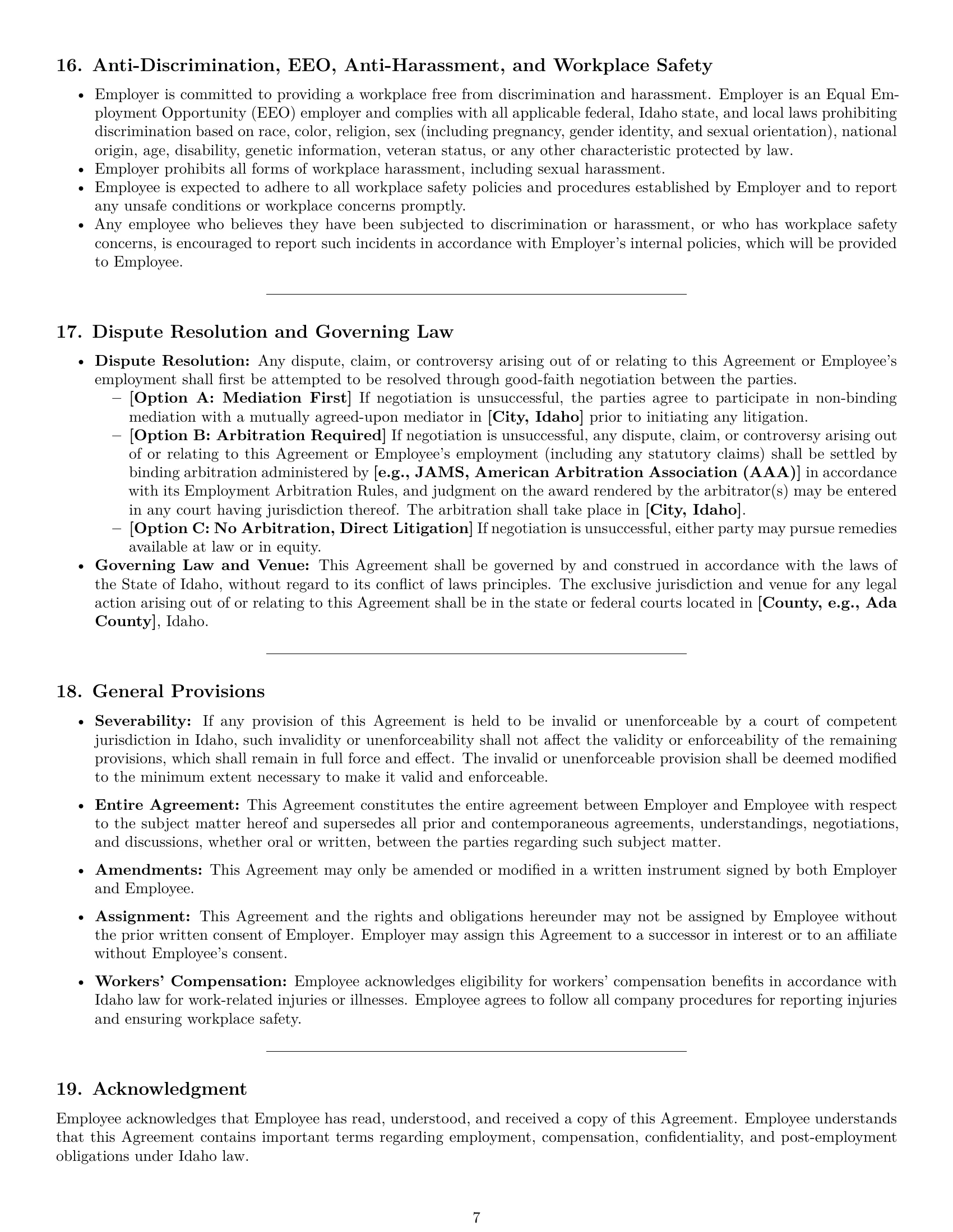 Preview page 7 of Pro Idaho sales representative employment contract template