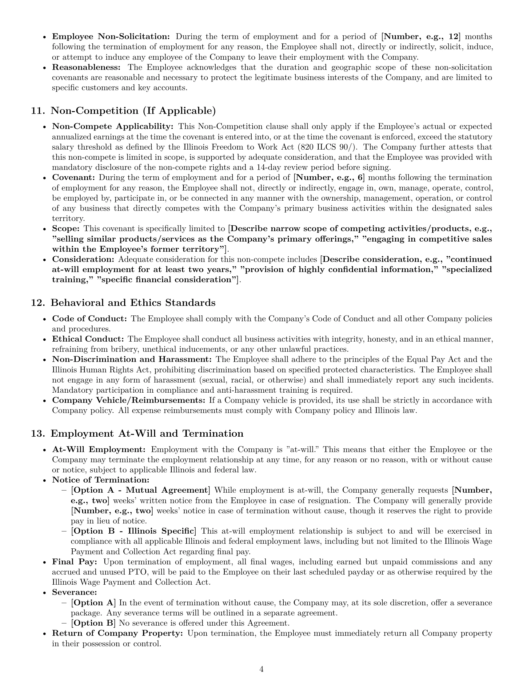 Preview page 4 of Pro Illinois sales representative employment contract template