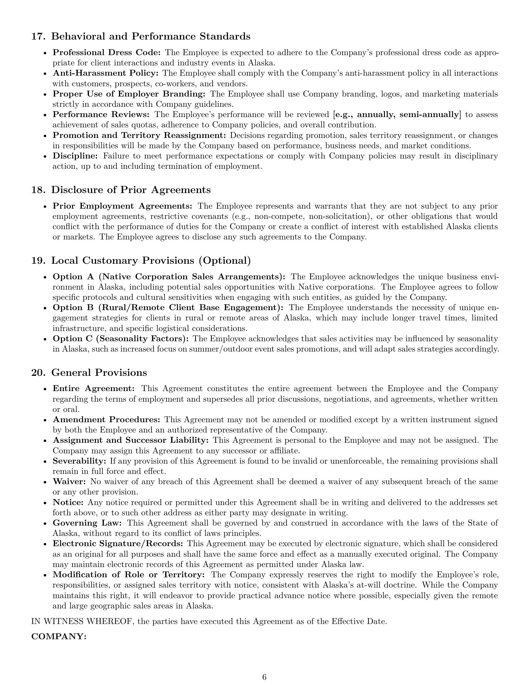 Preview page 6 of Pro Alaska sales representative employment contract template