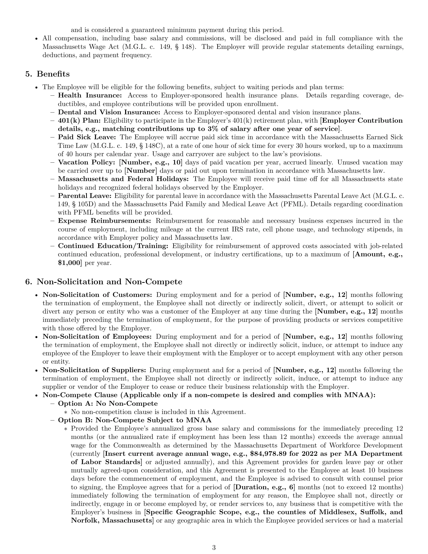Preview page 3 of Pro Massachusetts sales representative employment contract template