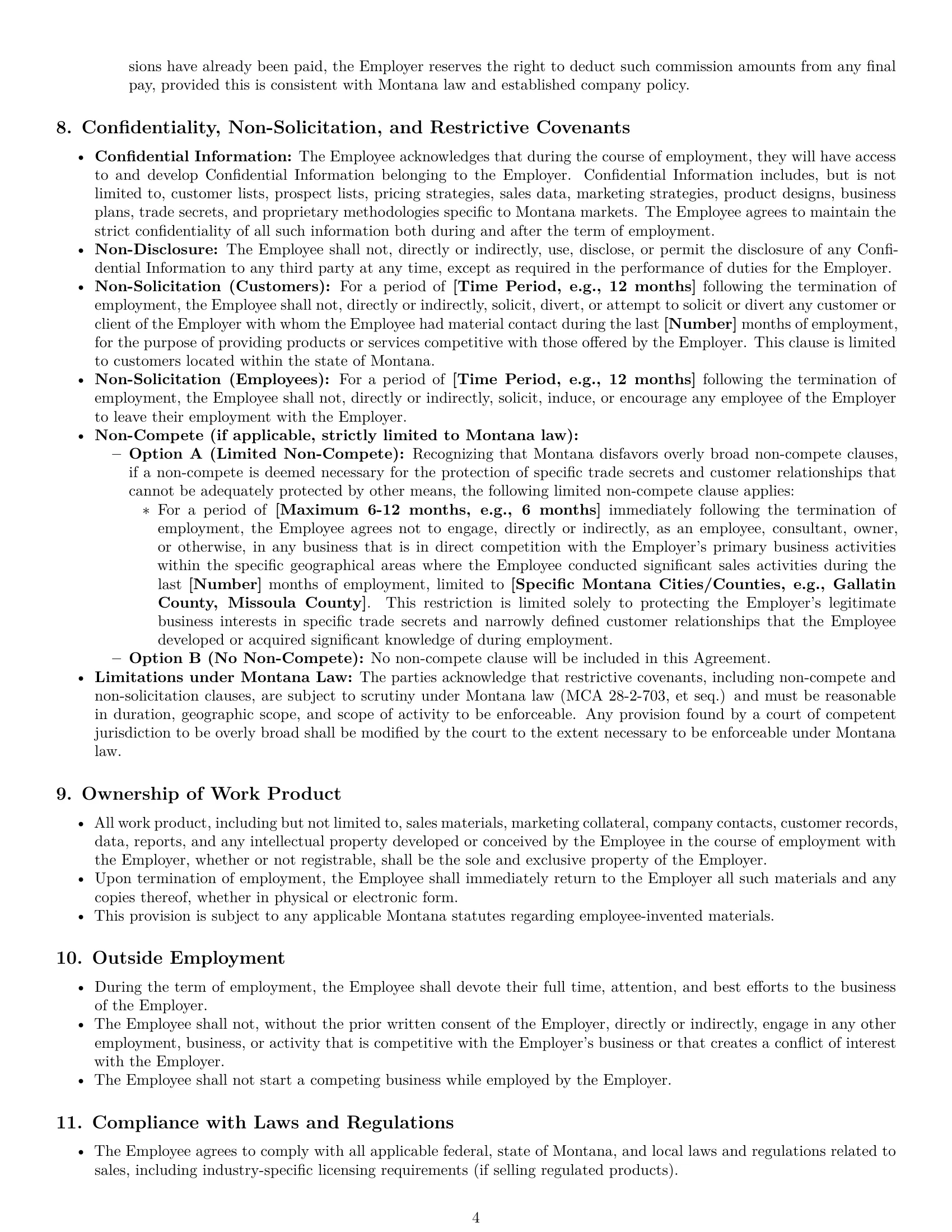 Preview page 4 of Pro Montana sales representative employment contract template