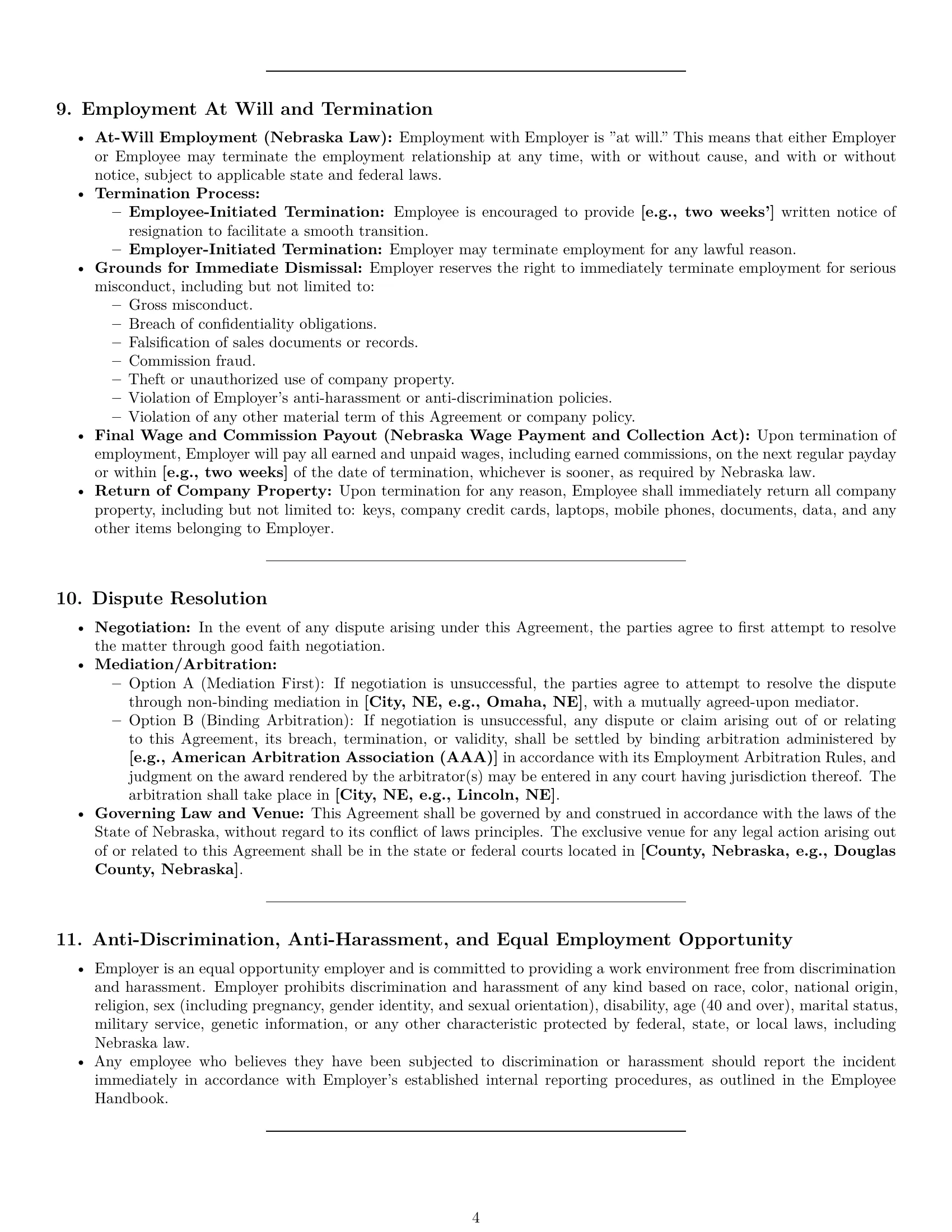 Preview page 4 of Pro Nebraska sales representative employment contract template