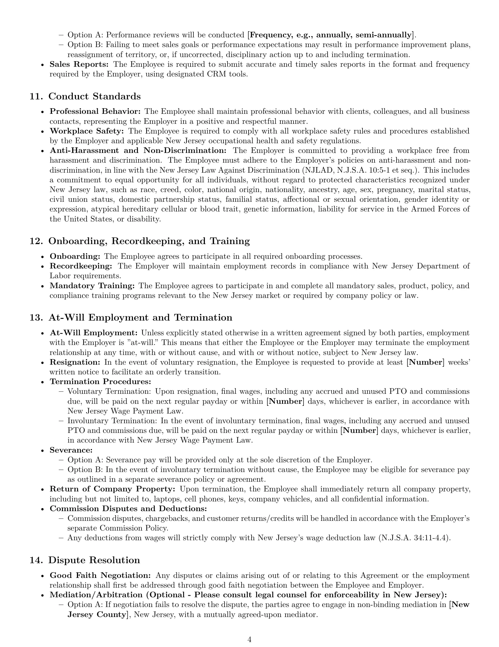 Preview page 4 of Pro New Jersey sales representative employment contract template