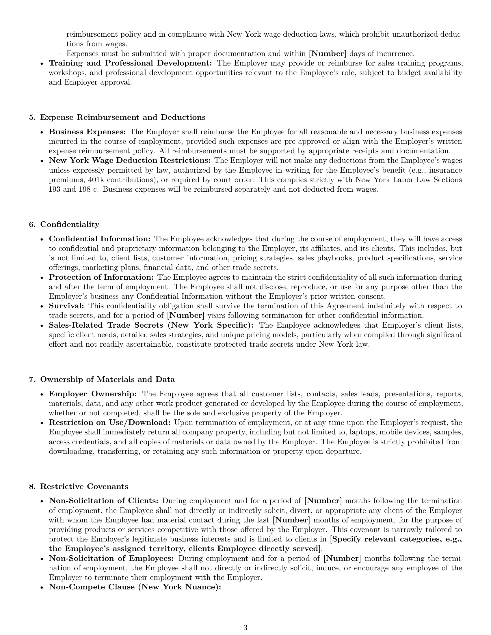 Preview page 3 of Pro New York sales representative employment contract template