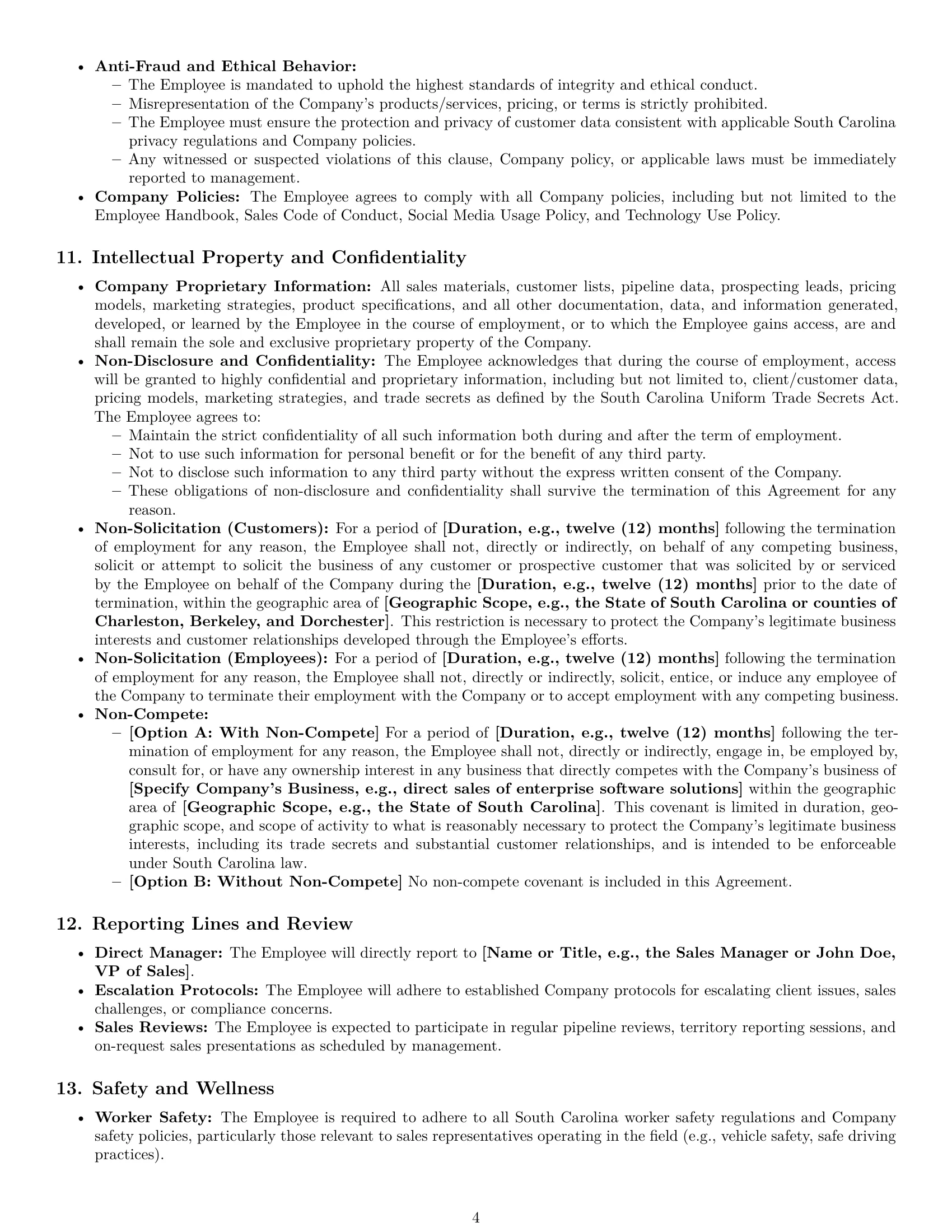 Preview page 4 of Pro South Carolina sales representative employment contract template