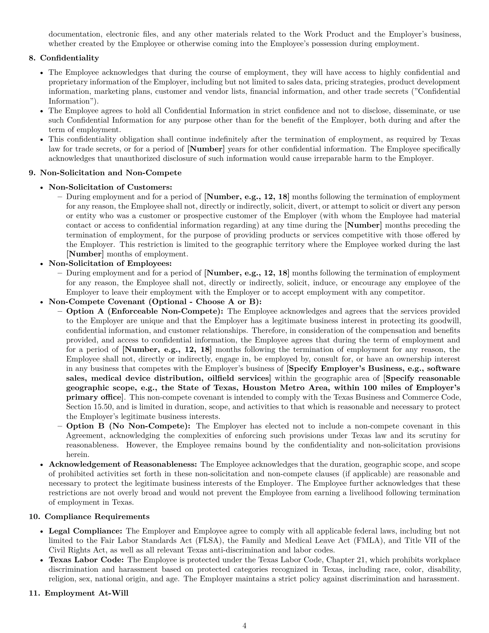 Preview page 4 of Pro Texas sales representative employment contract template