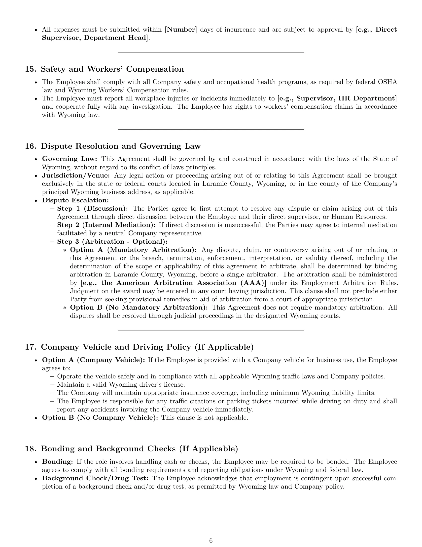 Preview page 6 of Pro Wyoming sales representative employment contract template
