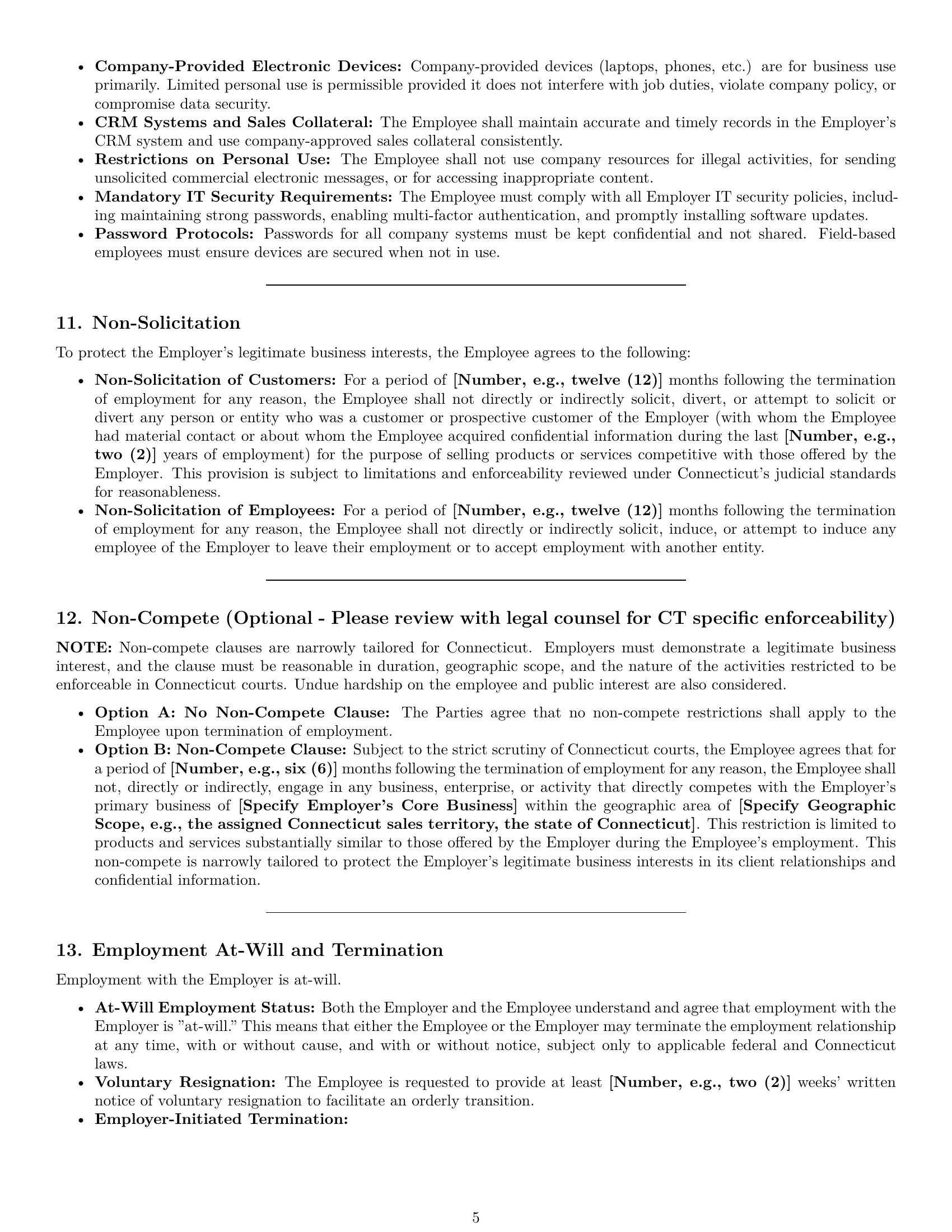 Preview page 5 of Pro Connecticut sales representative employment contract template
