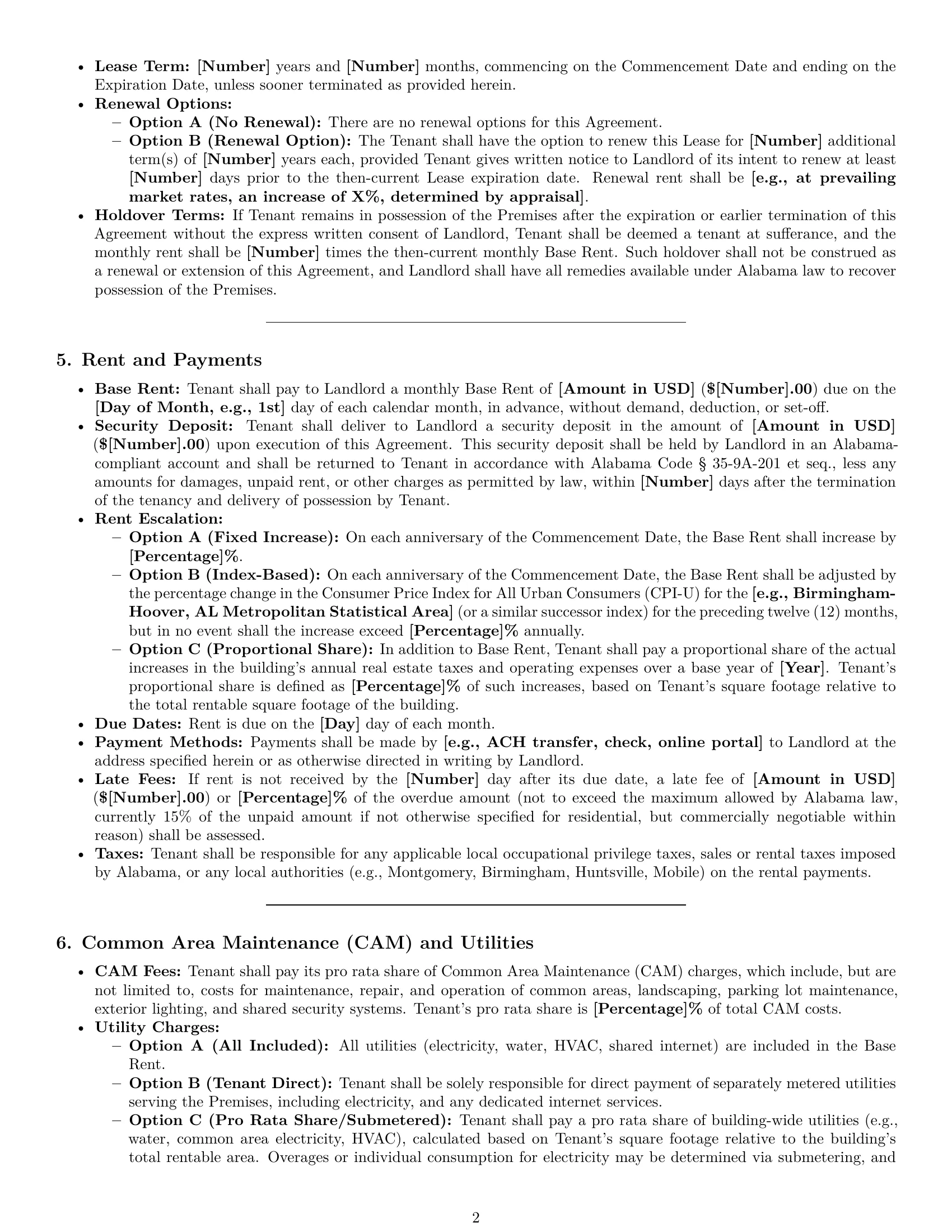Preview page 2 of Pro Alabama office lease agreement template