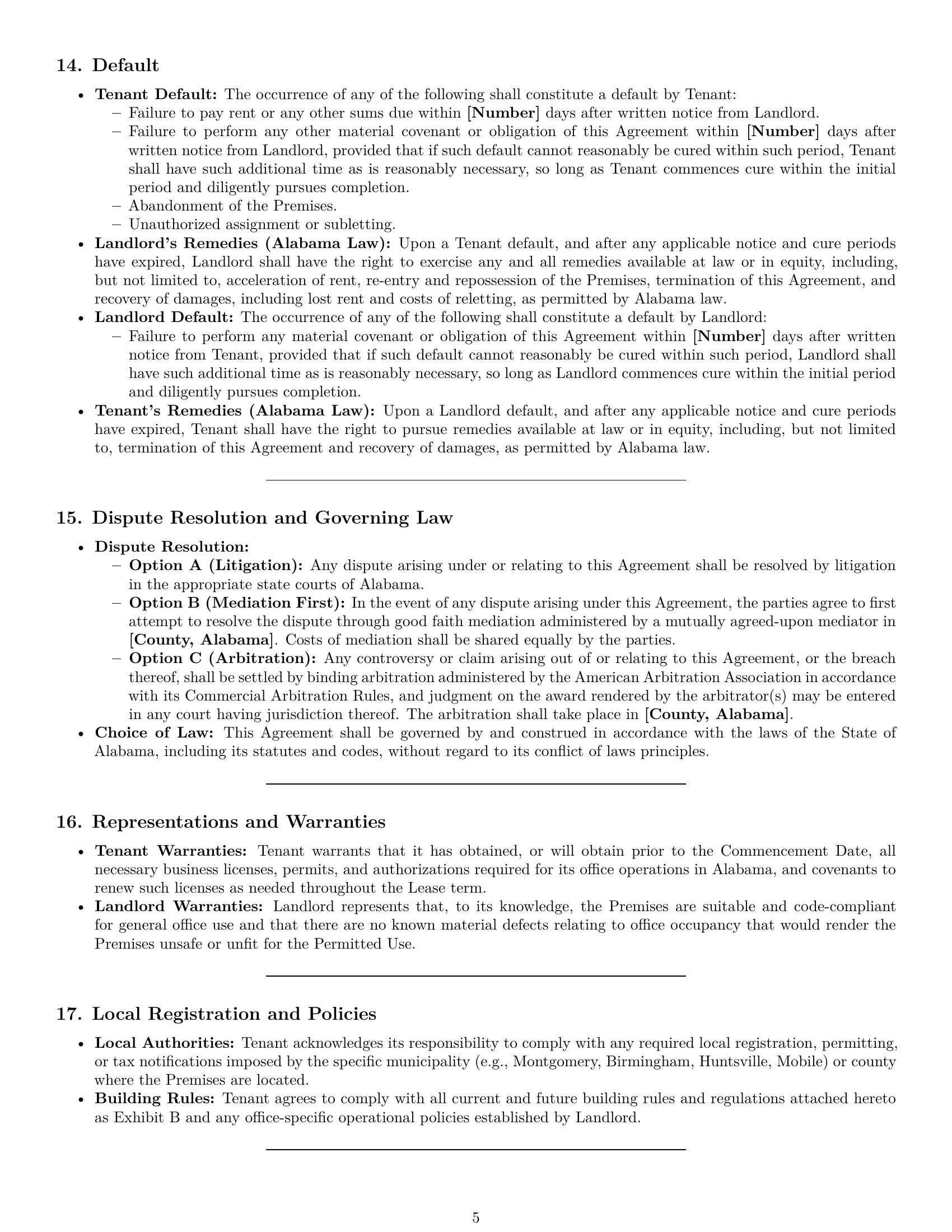 Preview page 5 of Pro Alabama office lease agreement template