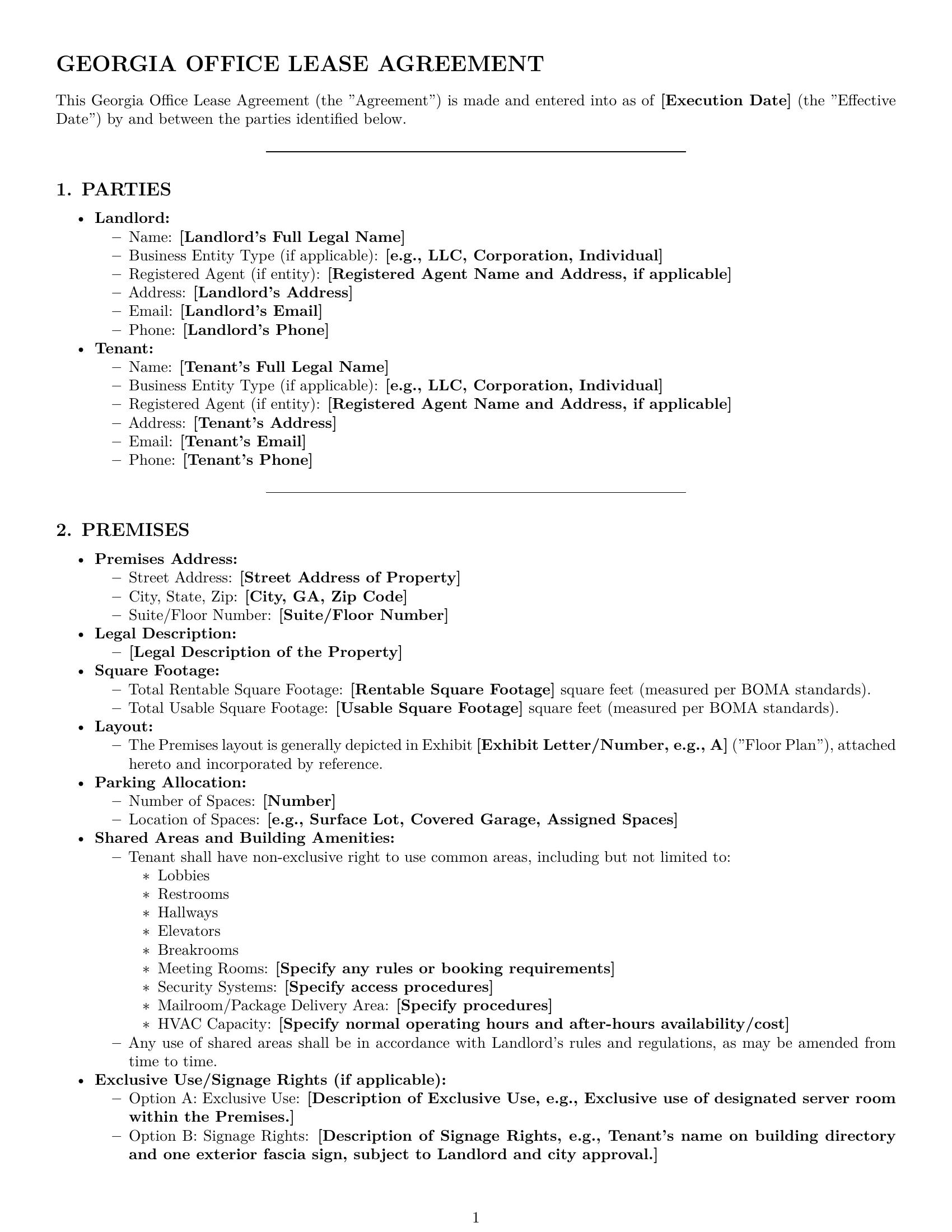 Preview page 1 of Pro Georgia office lease agreement template