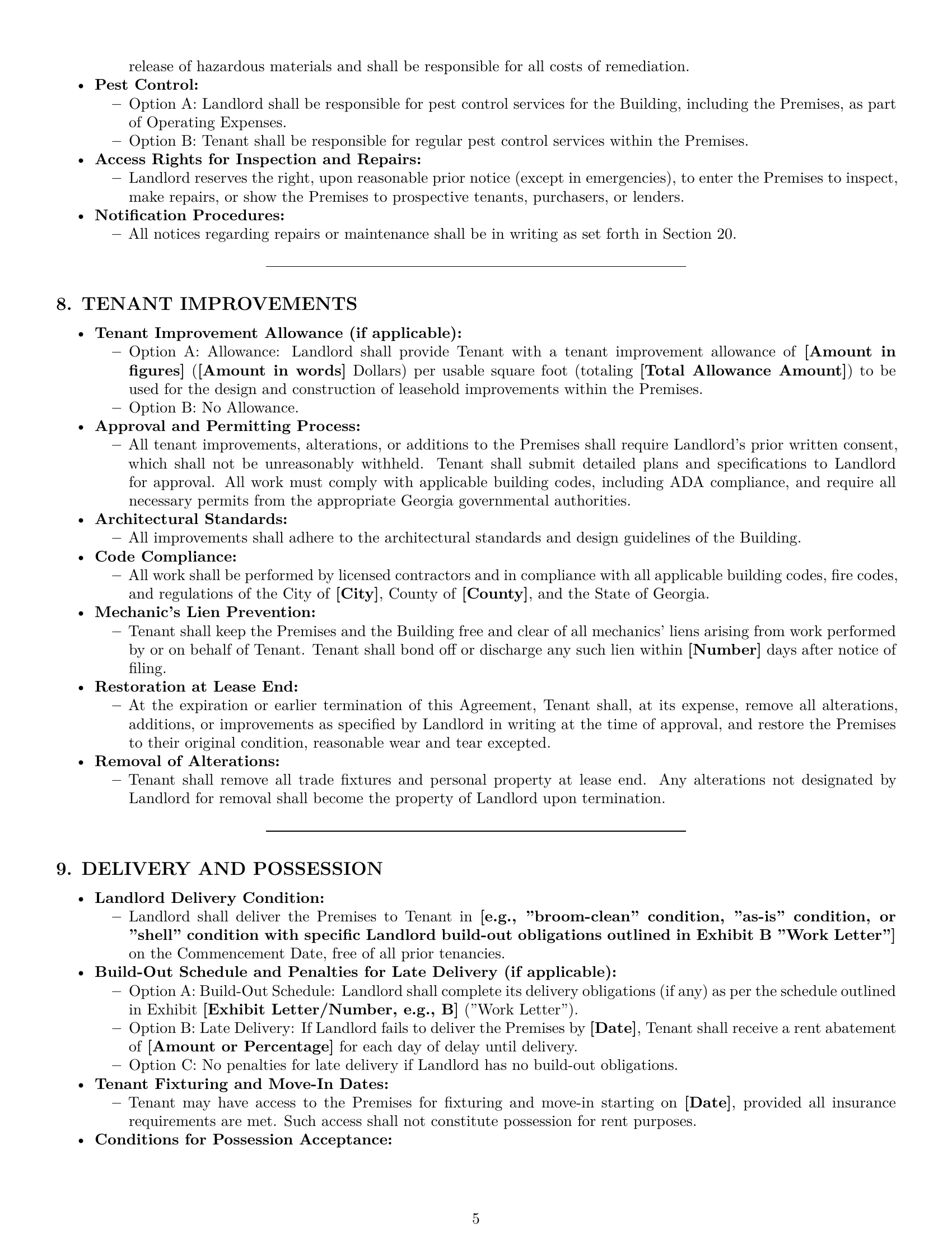 Preview page 5 of Pro Georgia office lease agreement template