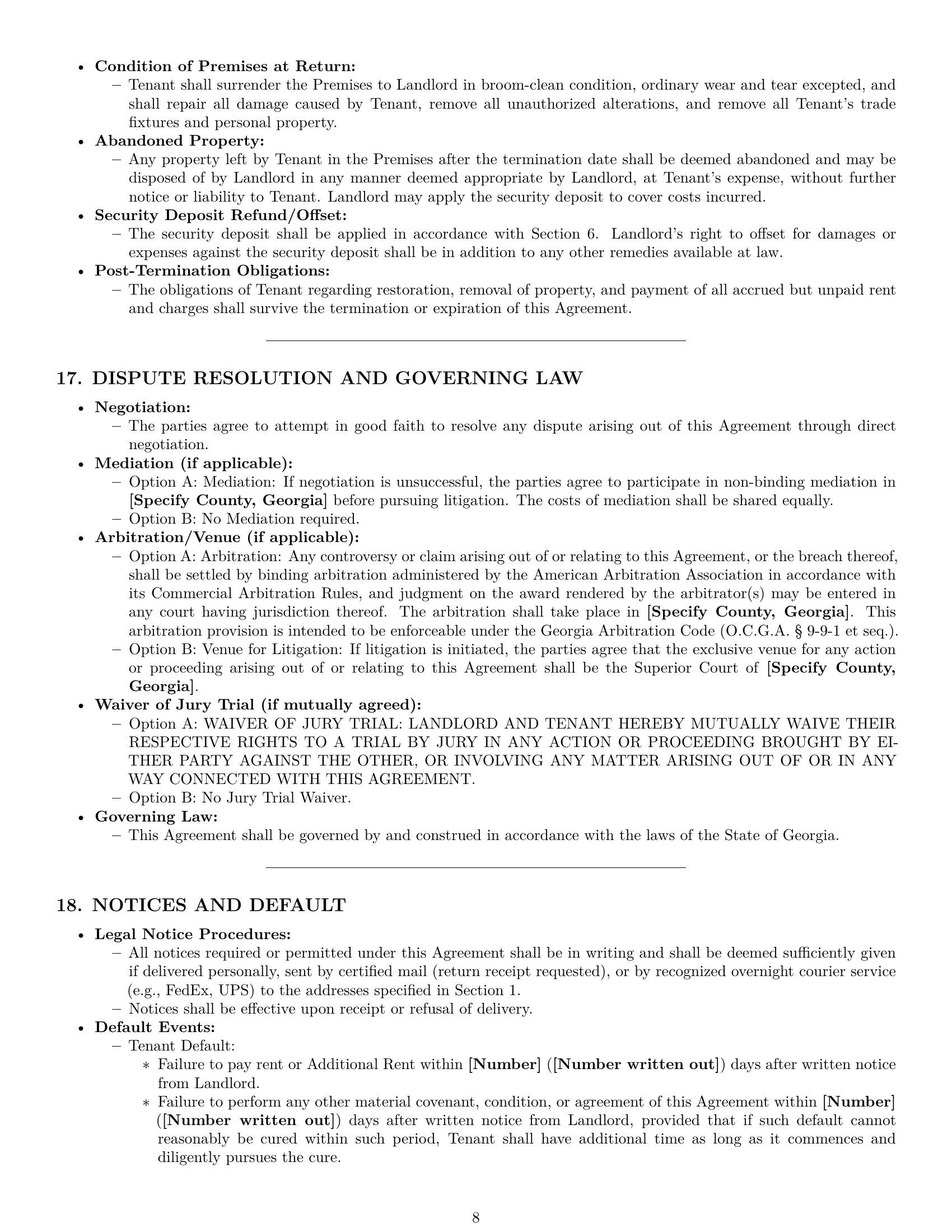 Preview page 8 of Pro Georgia office lease agreement template
