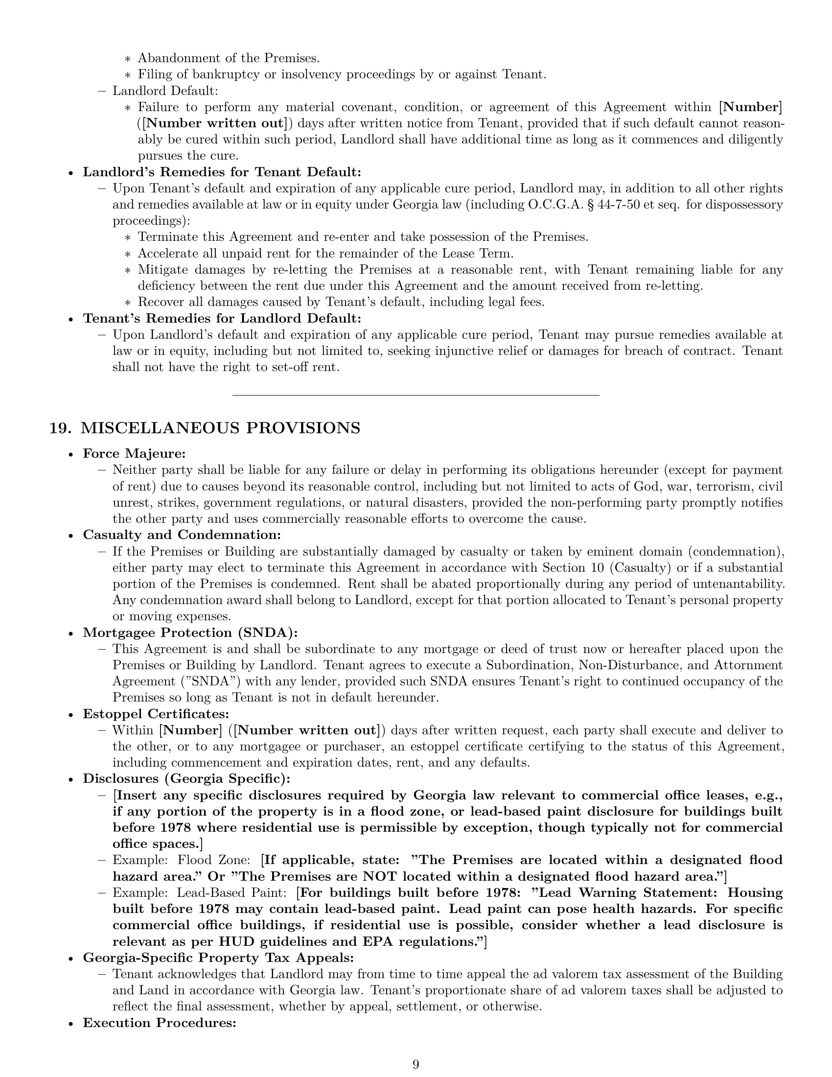 Preview page 9 of Pro Georgia office lease agreement template