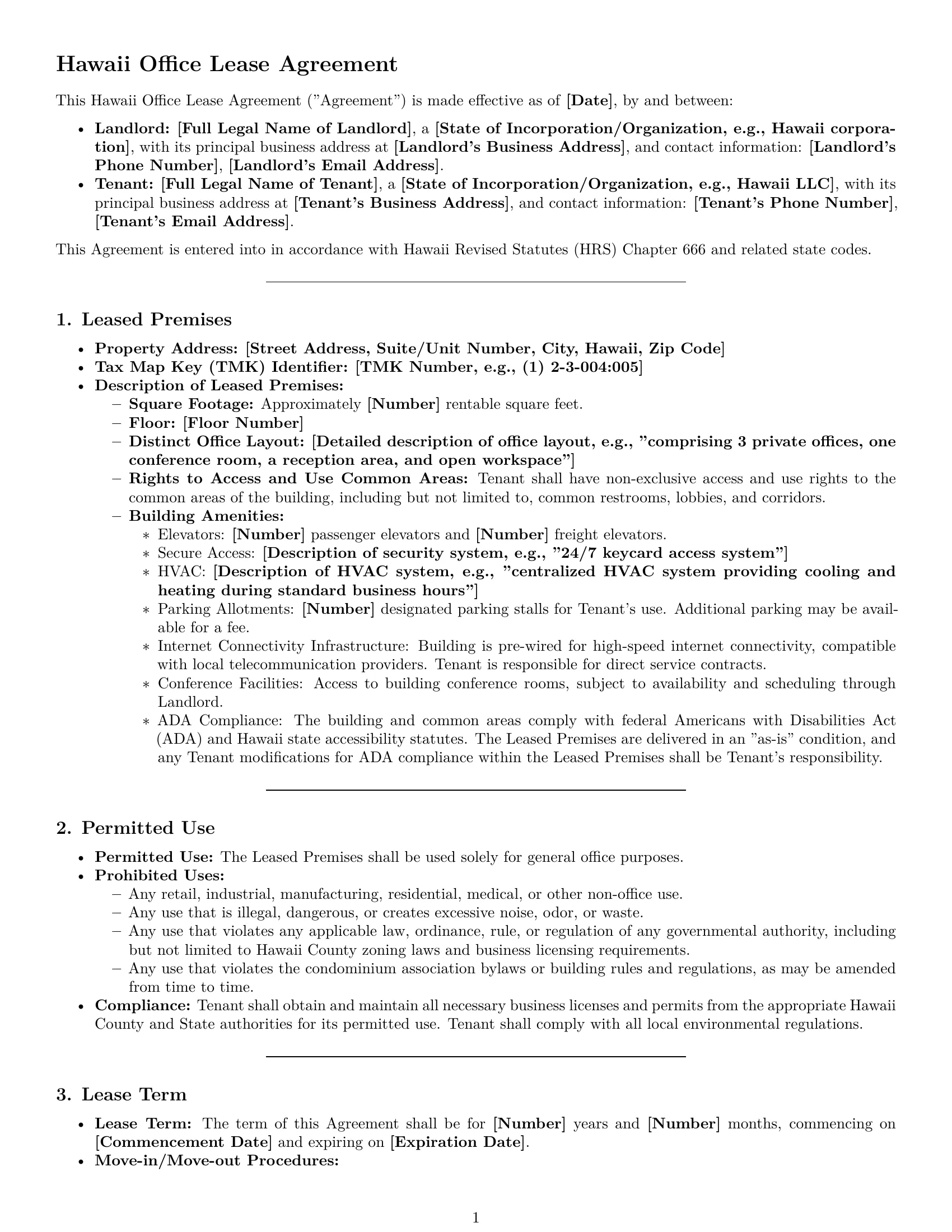 Preview page 1 of Pro Hawaii office lease agreement template