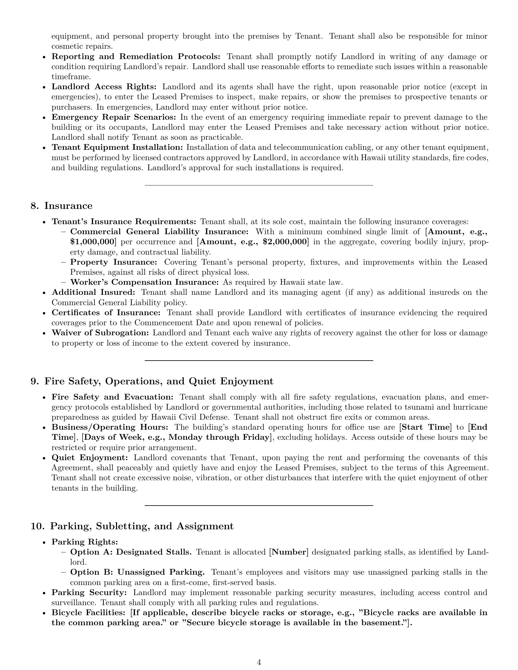 Preview page 4 of Pro Hawaii office lease agreement template