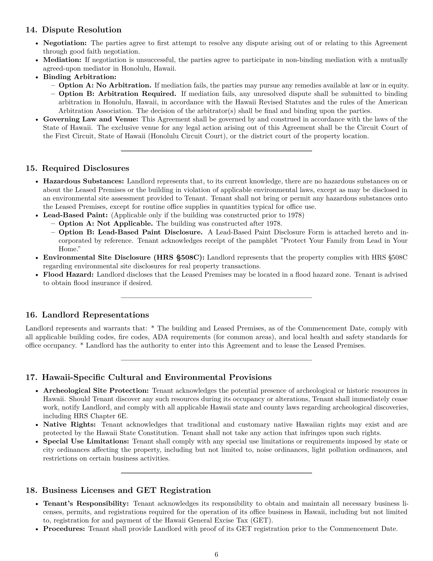 Preview page 6 of Pro Hawaii office lease agreement template